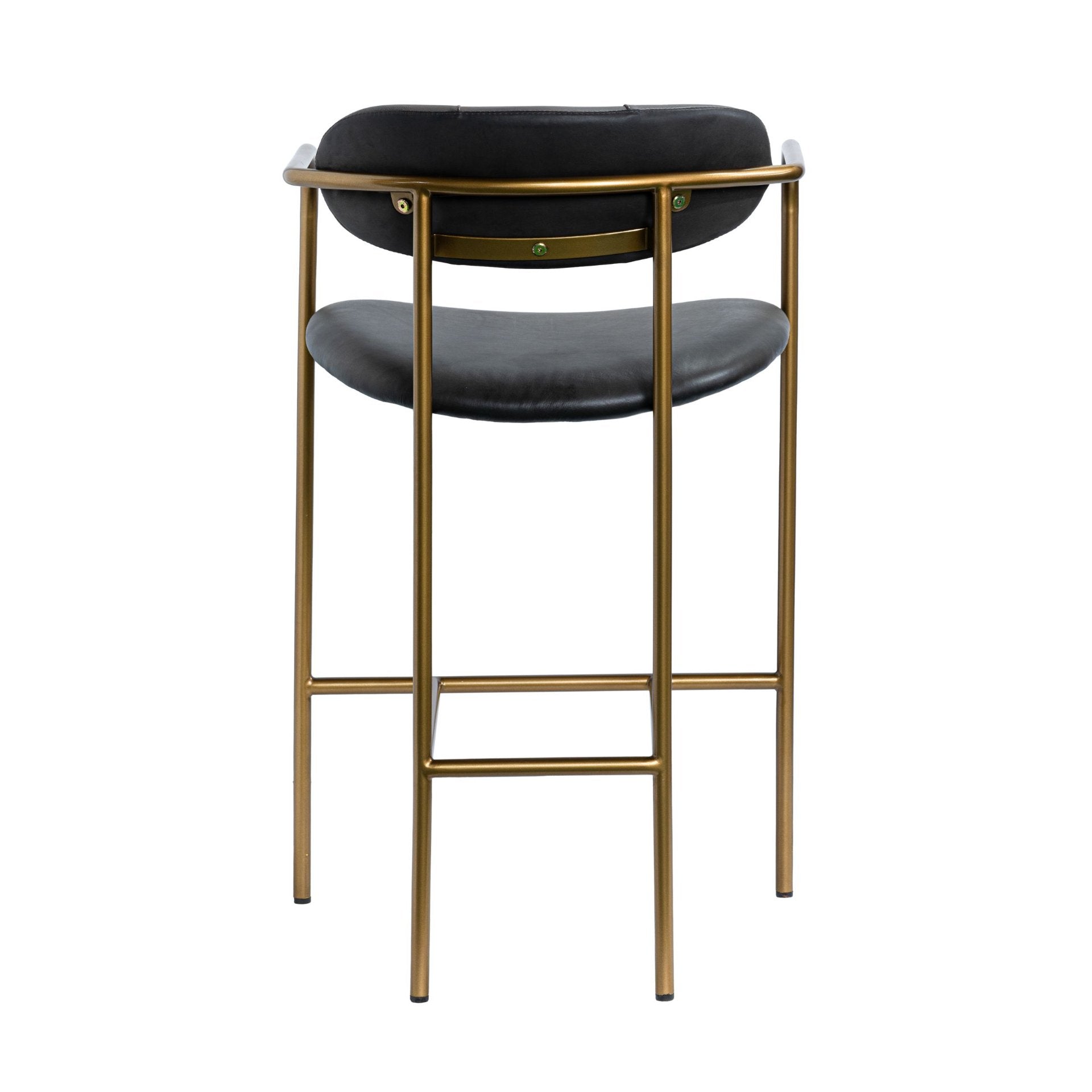 Parker Black Leather Seat Gold Metal Counter Stool