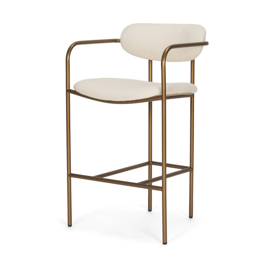 Parker Cream Fabric Seat Gold Metal Counter Stool