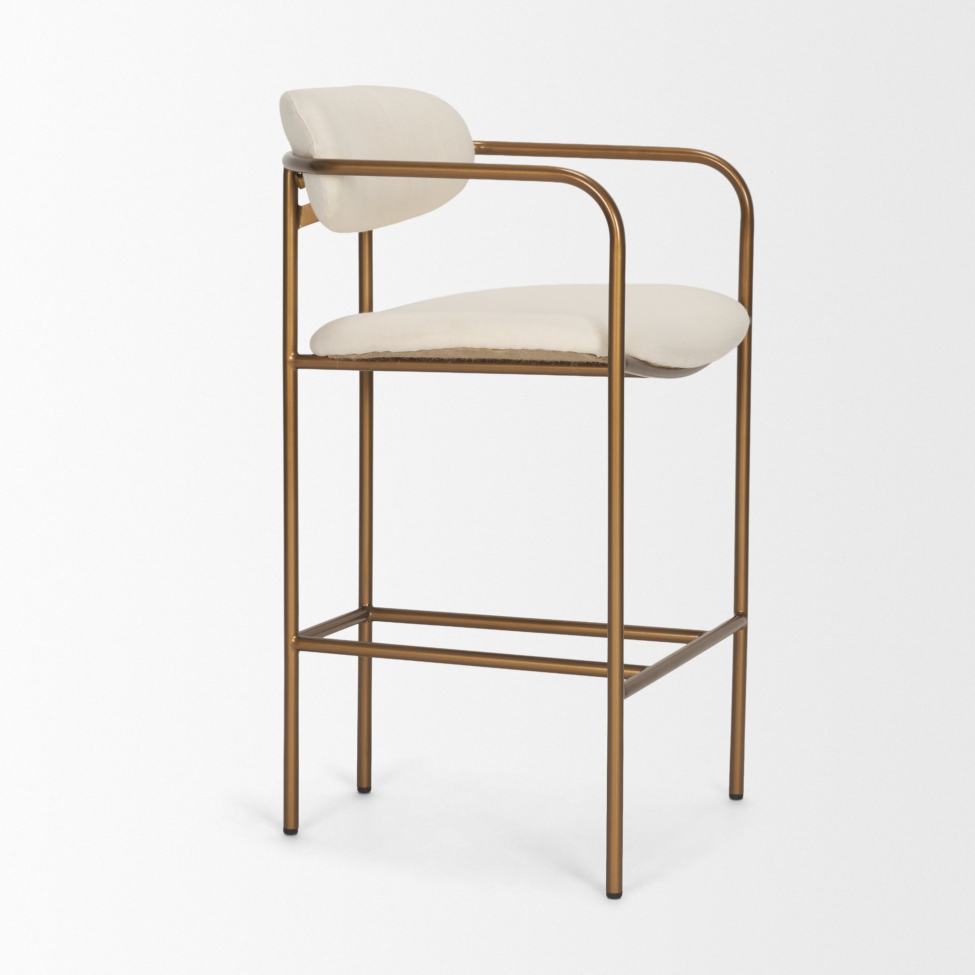 Parker Cream Fabric Seat Gold Metal Counter Stool