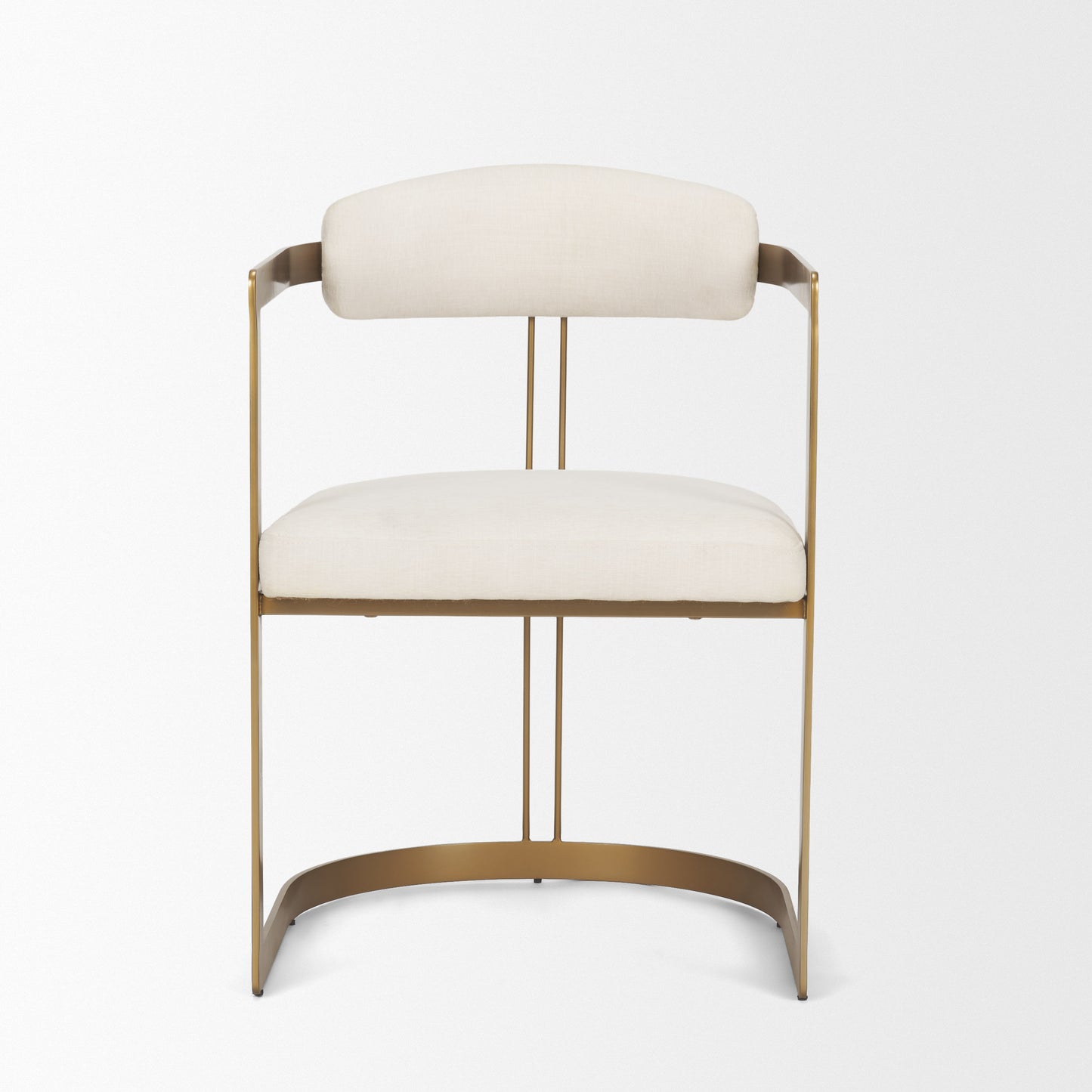 Hollyfield II Cream Fabric Seat W/ Gold Iron Frame Dining Chair