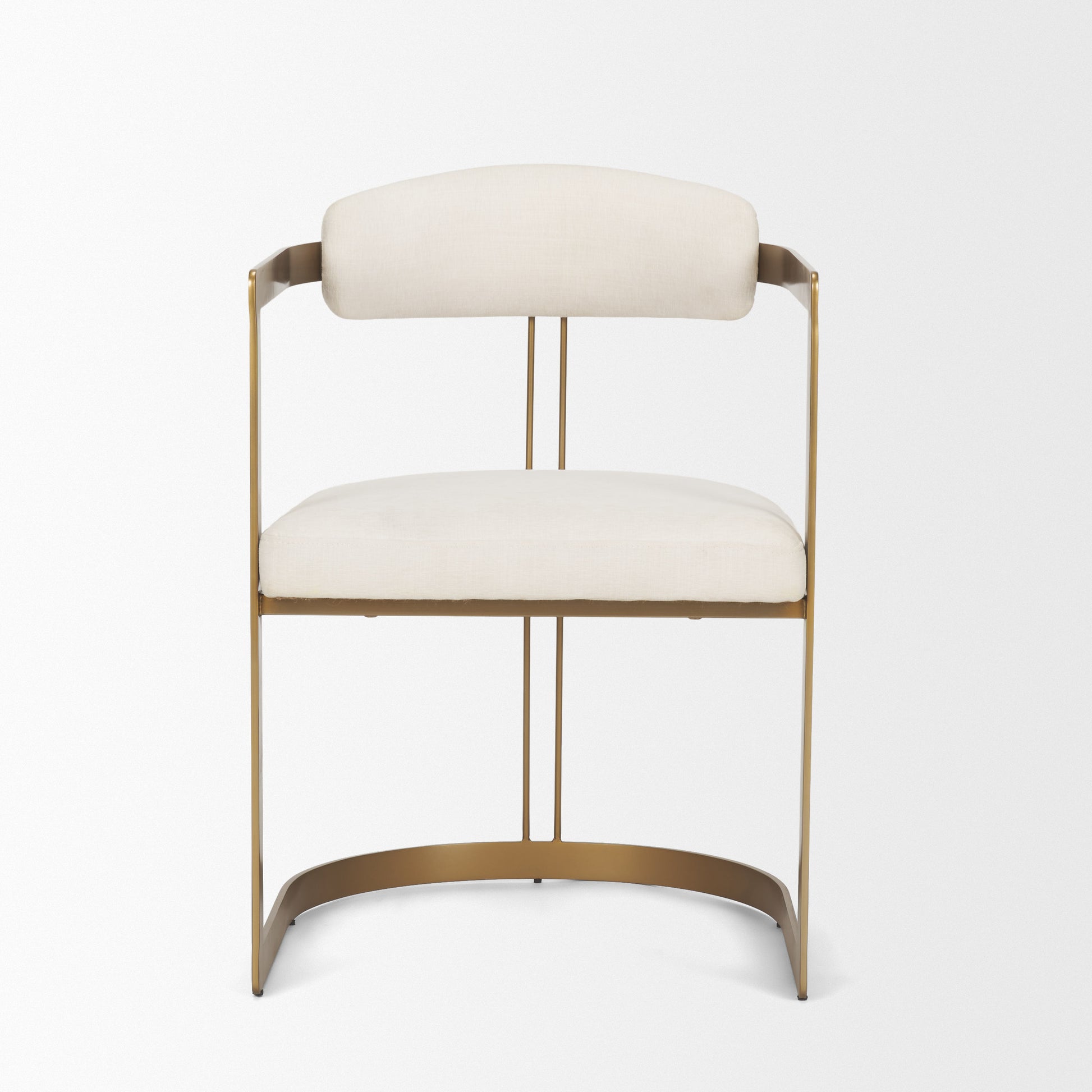 Hollyfield II Cream Fabric Seat W/ Gold Iron Frame Dining Chair