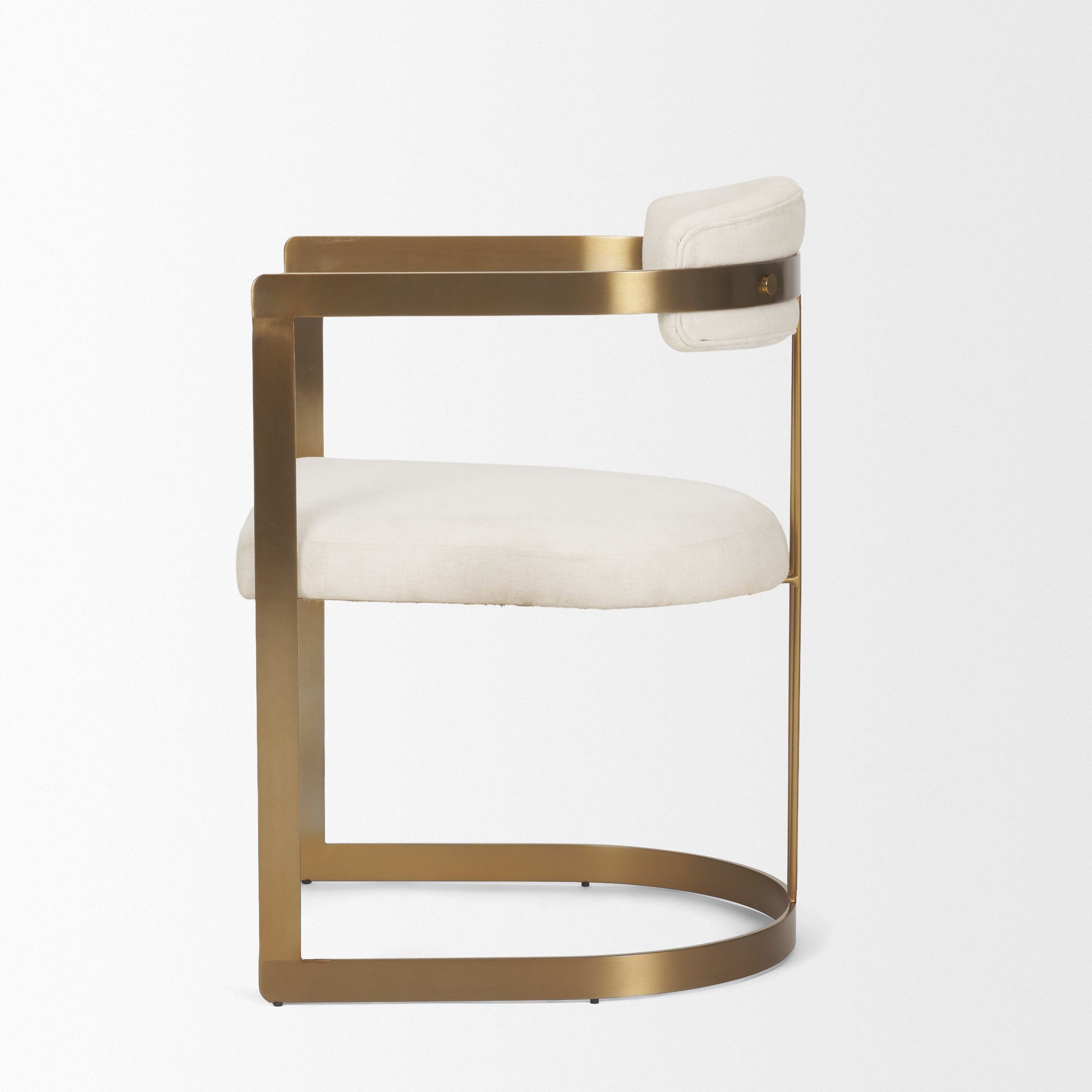 Hollyfield II Cream Fabric Seat W/ Gold Iron Frame Dining Chair