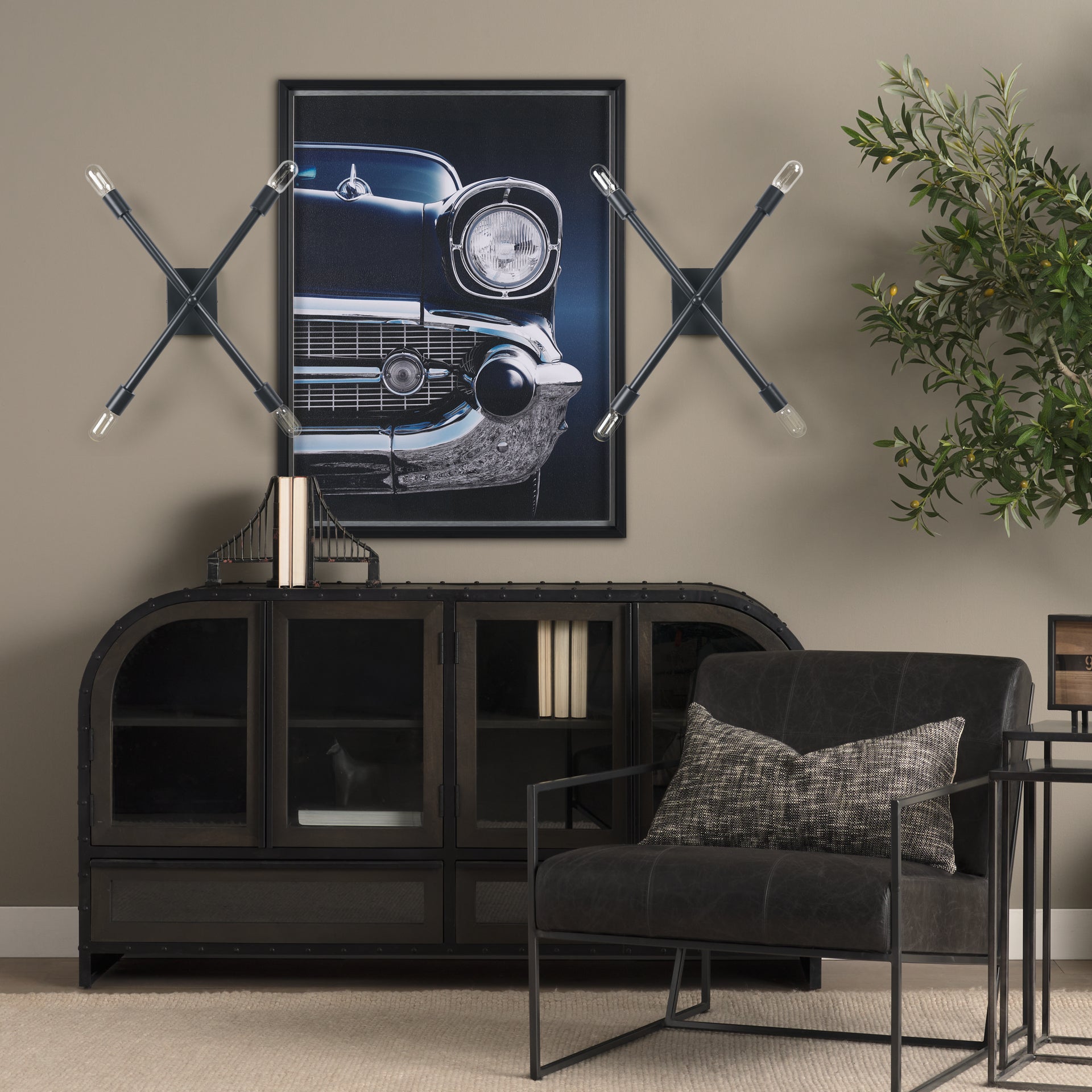 Xendi 4x25 Black Toned Metal Sputnik Wall Sconce