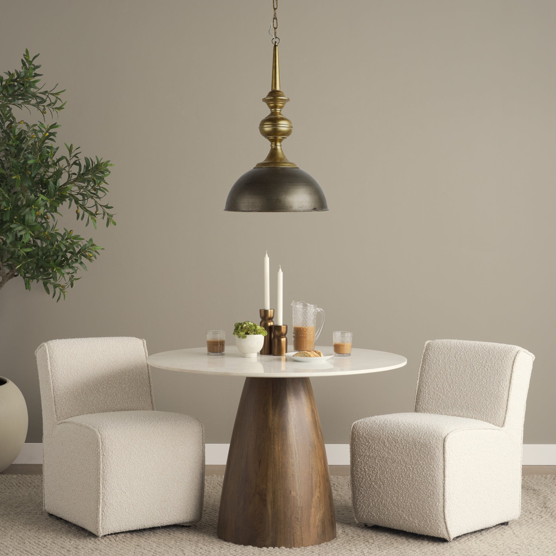 Capsa 17x29 Antique Gold and Silver Toned Metal Dome Pendant Light