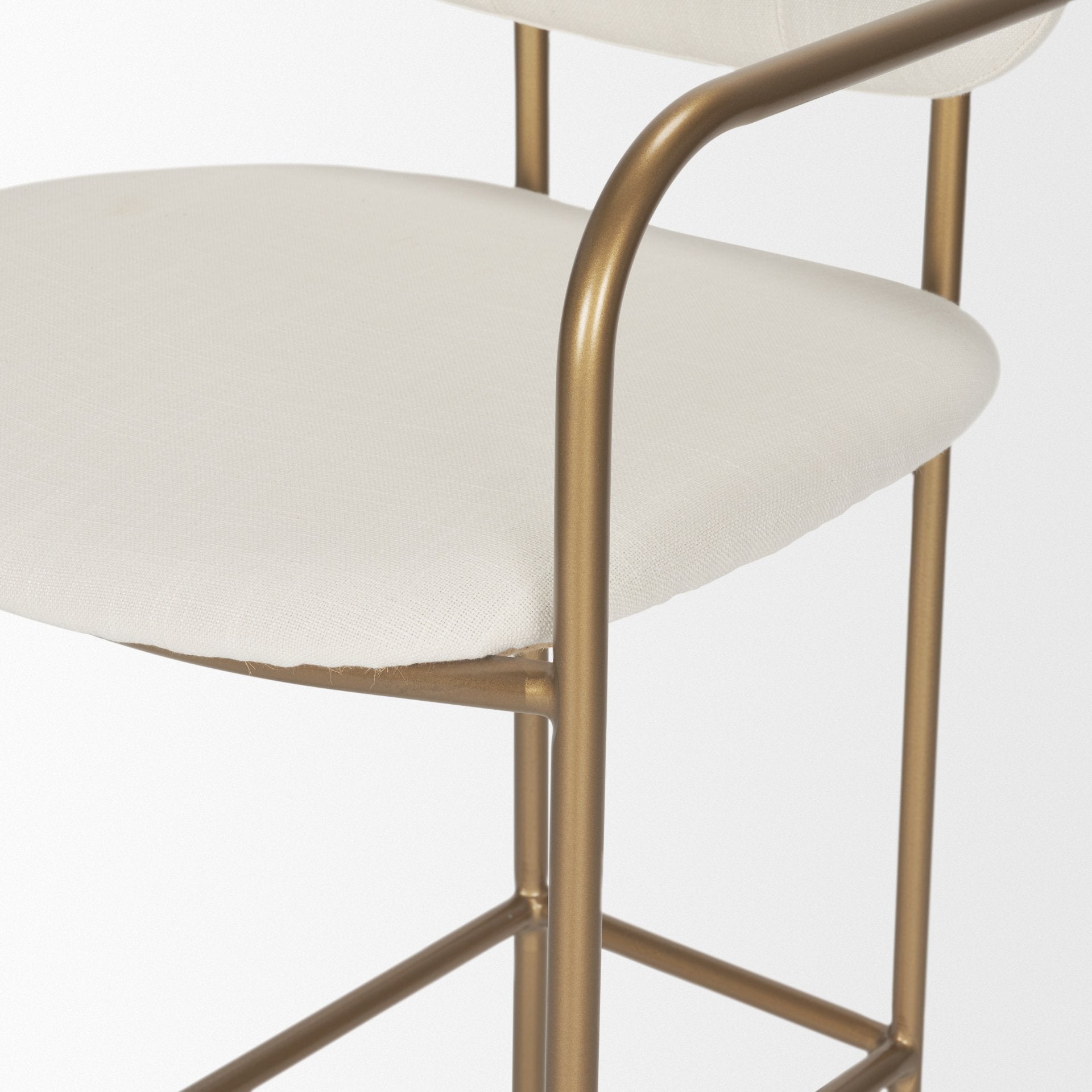 Parker 30" Seat Height Cream Fabric Seat Gold Metal Bar Stool