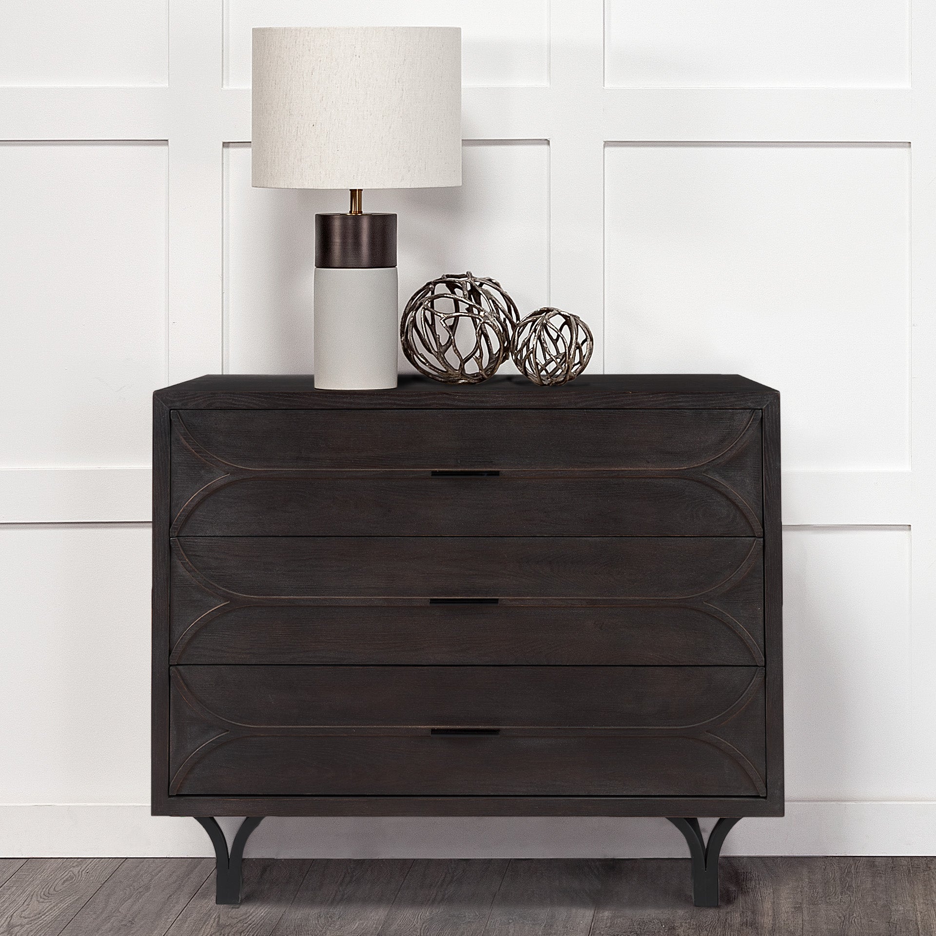 Giselle I 40L x 16W Dark Brown Fir Veneer 3 Drawer Accent Cabinet