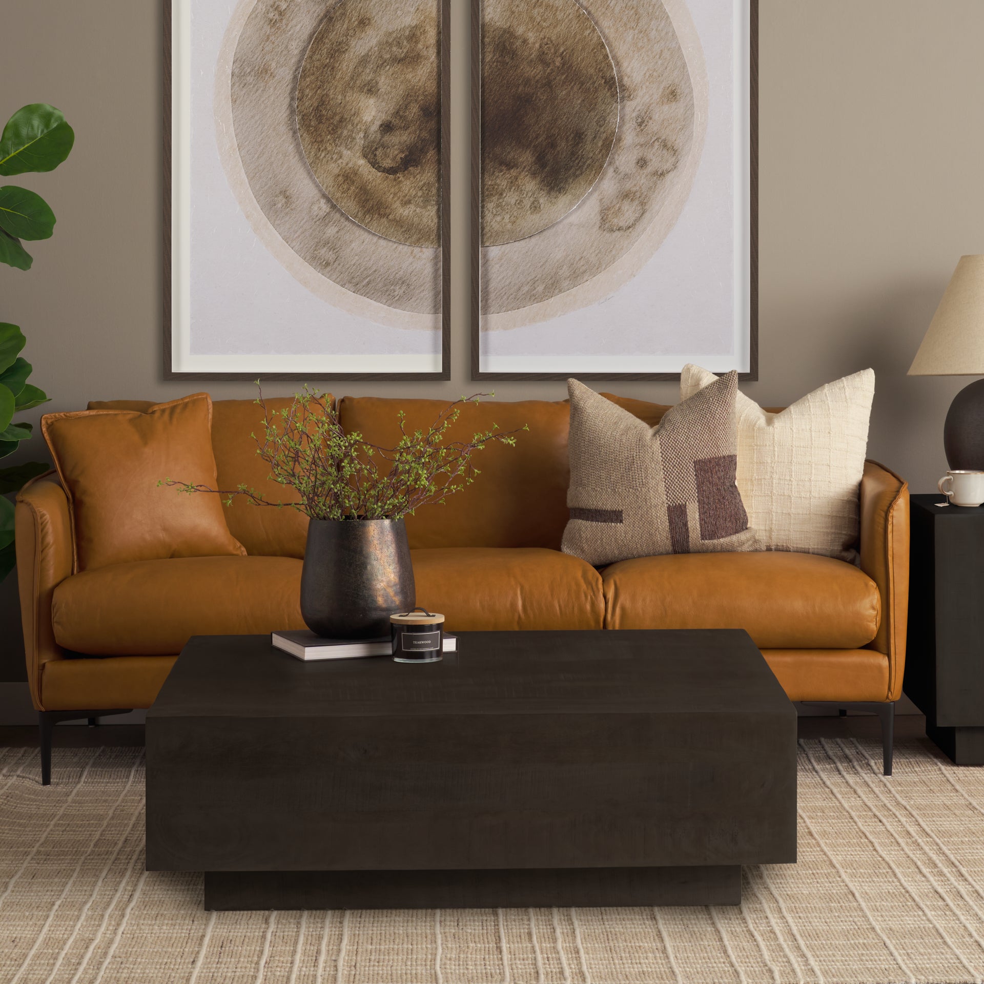 Hayden Dark Brown Wood Square Coffee Table