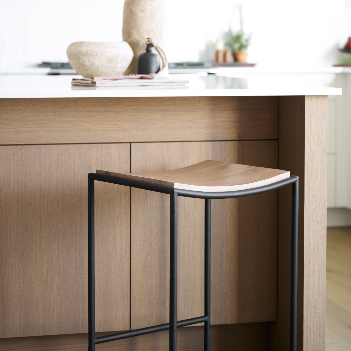 Taniel Light Brown Wood w/ Black Metal Counter Stool