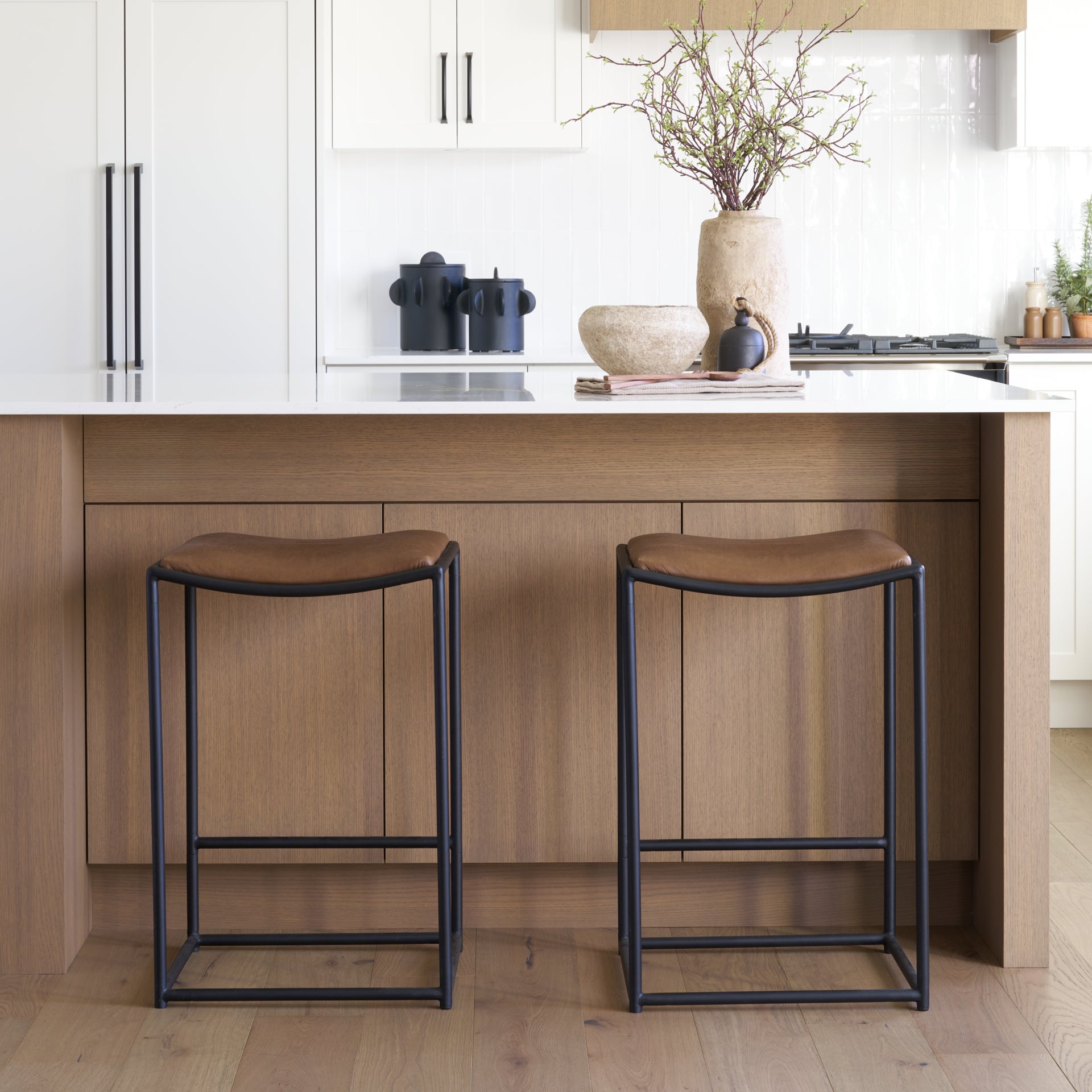 Taniel Brown Leather w/ Black Metal Counter Stool