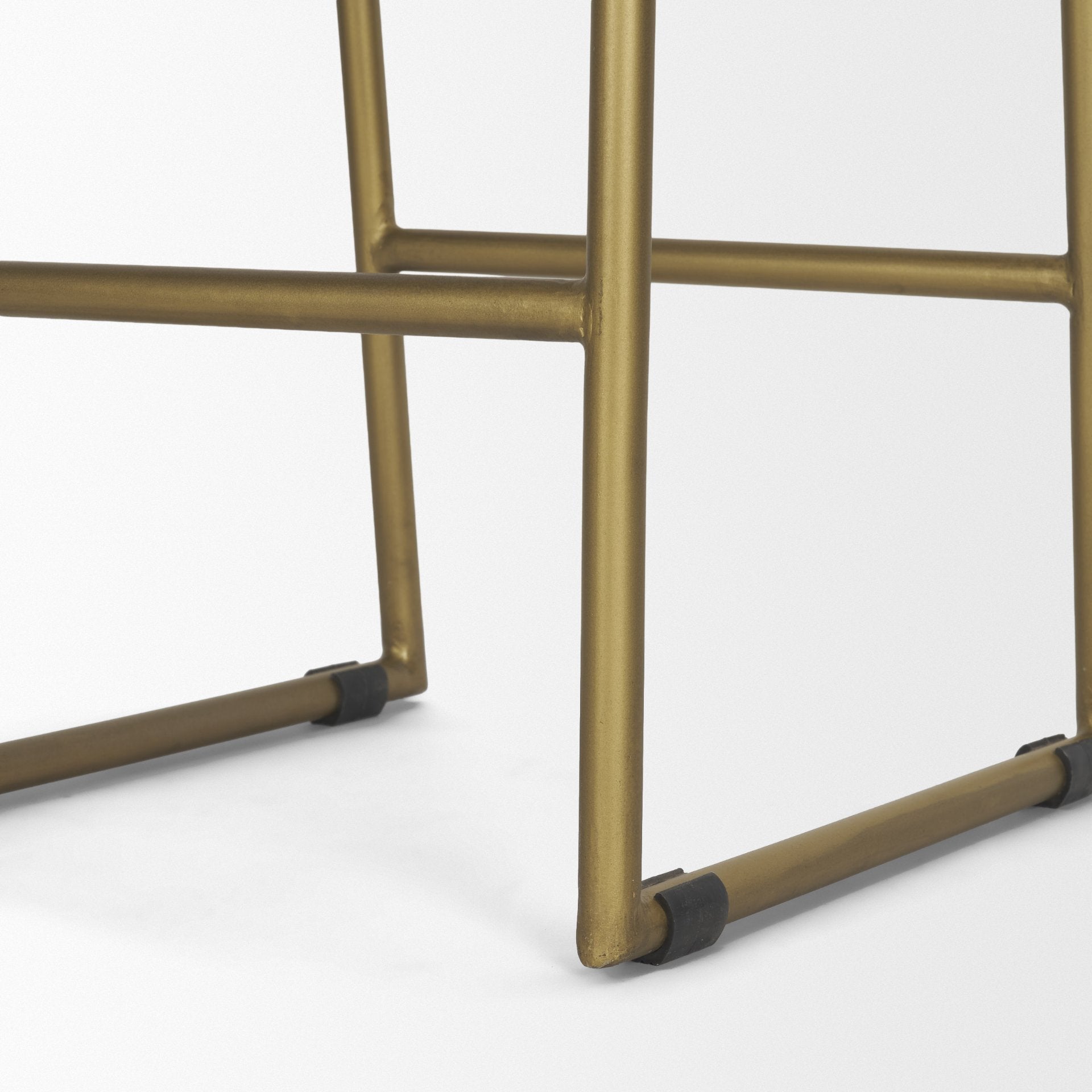 Givens 24.25"H Brown Wood Seat Gold Metal Frame Stool