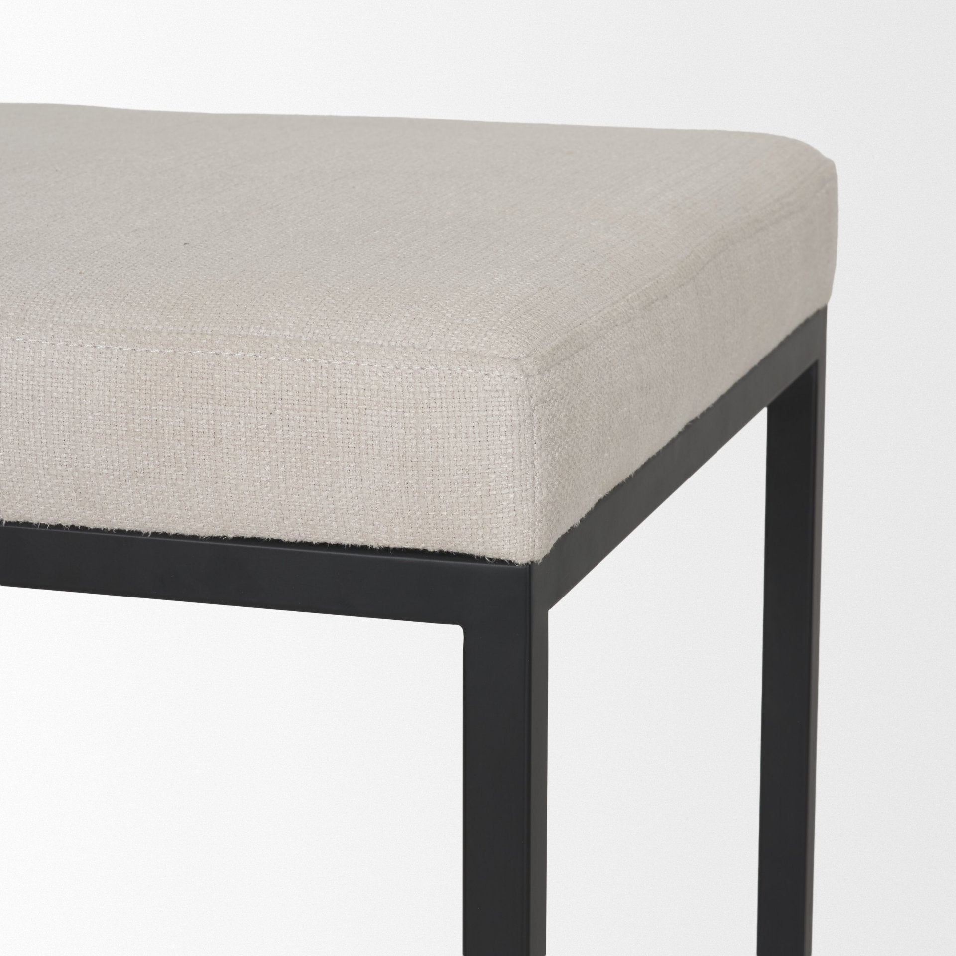 Frodo 26.5H Seat Height White Fabric Seat Black Metal Base Stool