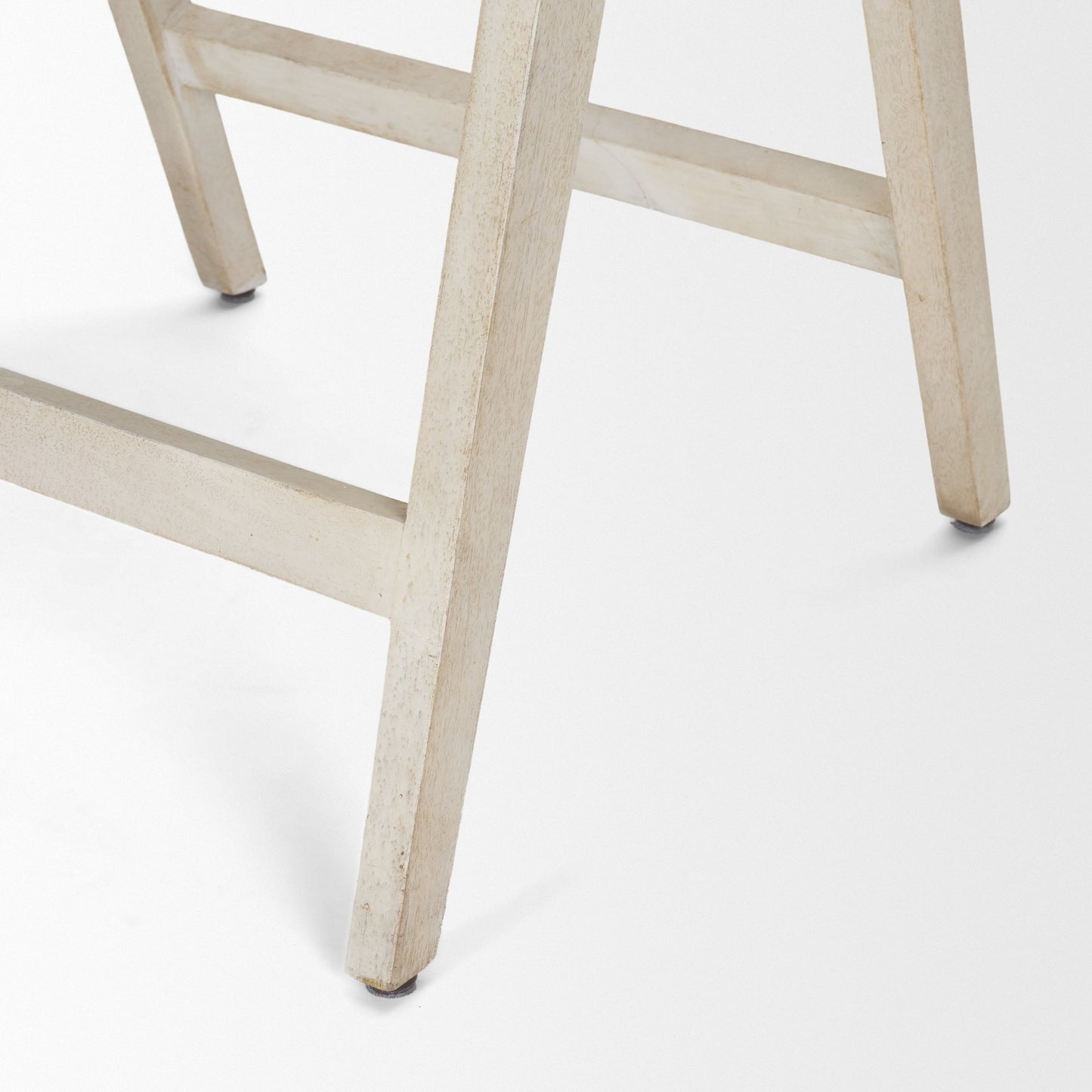 Tabitha 26.75" Seat Height Beige Fabric/Rattan Seat Blonde Wood Frame Counter Stool