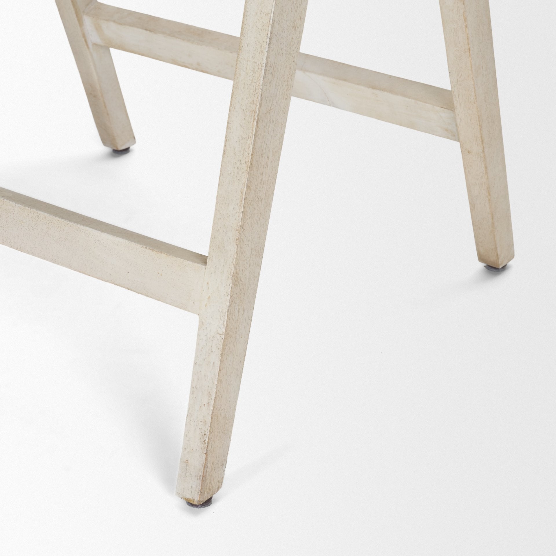 Tabitha 26.75" Seat Height Beige Fabric/Rattan Seat Blonde Wood Frame Counter Stool