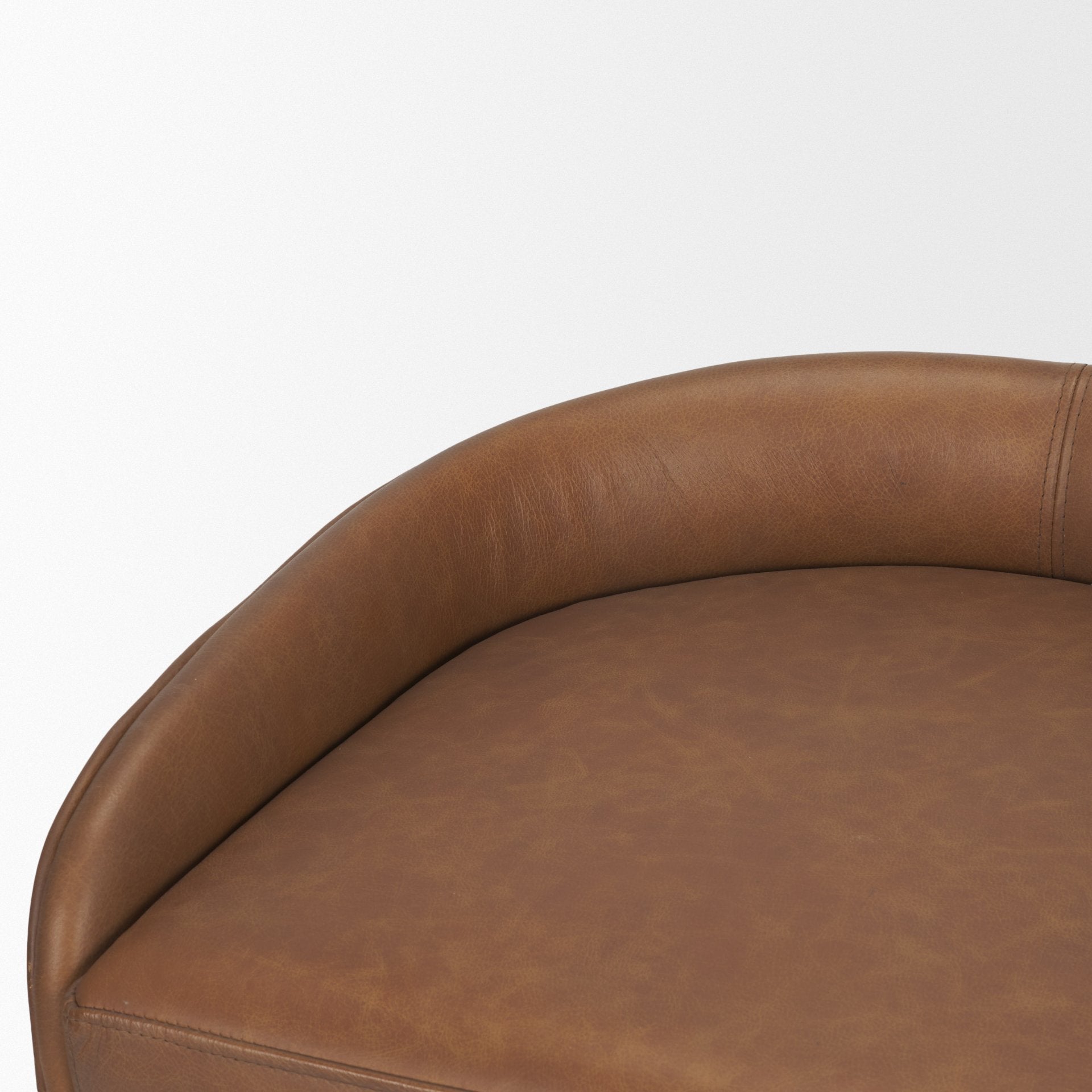 Hollyfield Cognac Brown Leather Seat Gold Metal Base Bar Stool