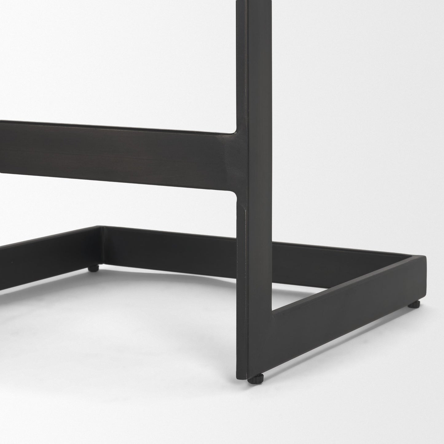 Kiran 17L x 17W x 26H Black Wood W/ Black Metal Base C-Shape Counter Stool