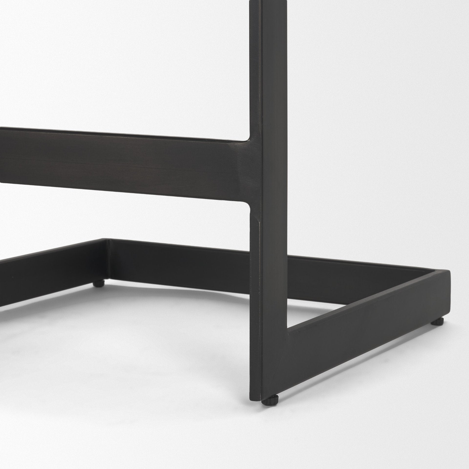 Kiran 17L x 17W x 26H Black Wood W/ Black Metal Base C-Shape Counter Stool