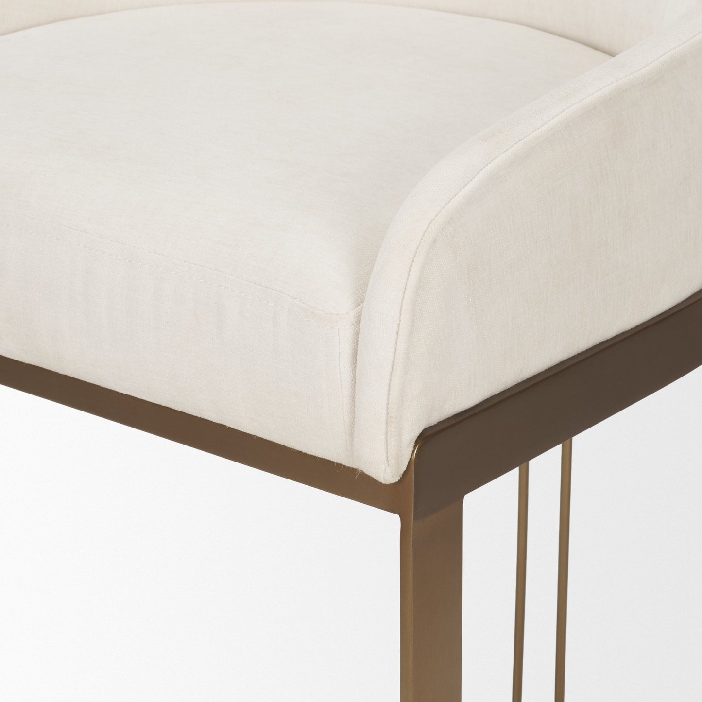 Hollyfield II Cream Fabric Seat W/ Gold Metal Base Counter Stool