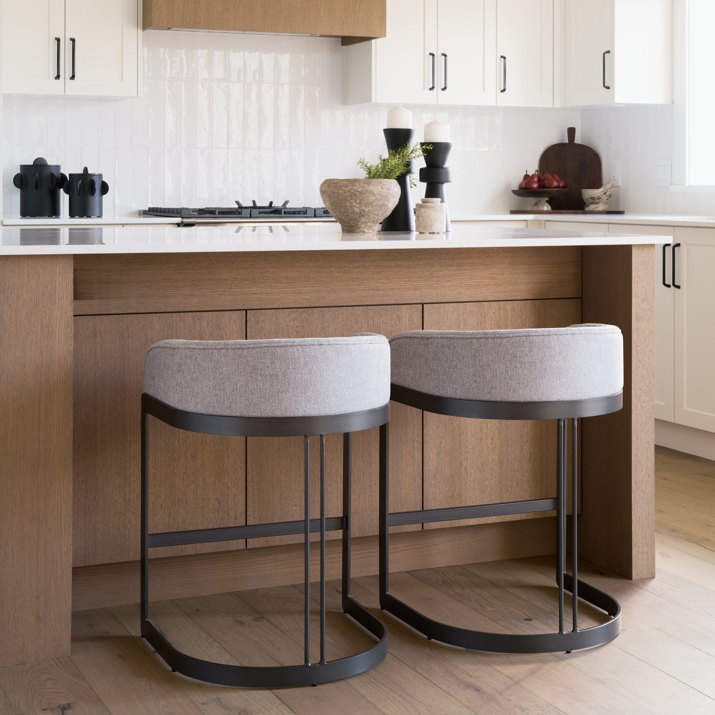 Hollyfield II Gray Fabric Seat W/ Gray Metal Base Counter Stool