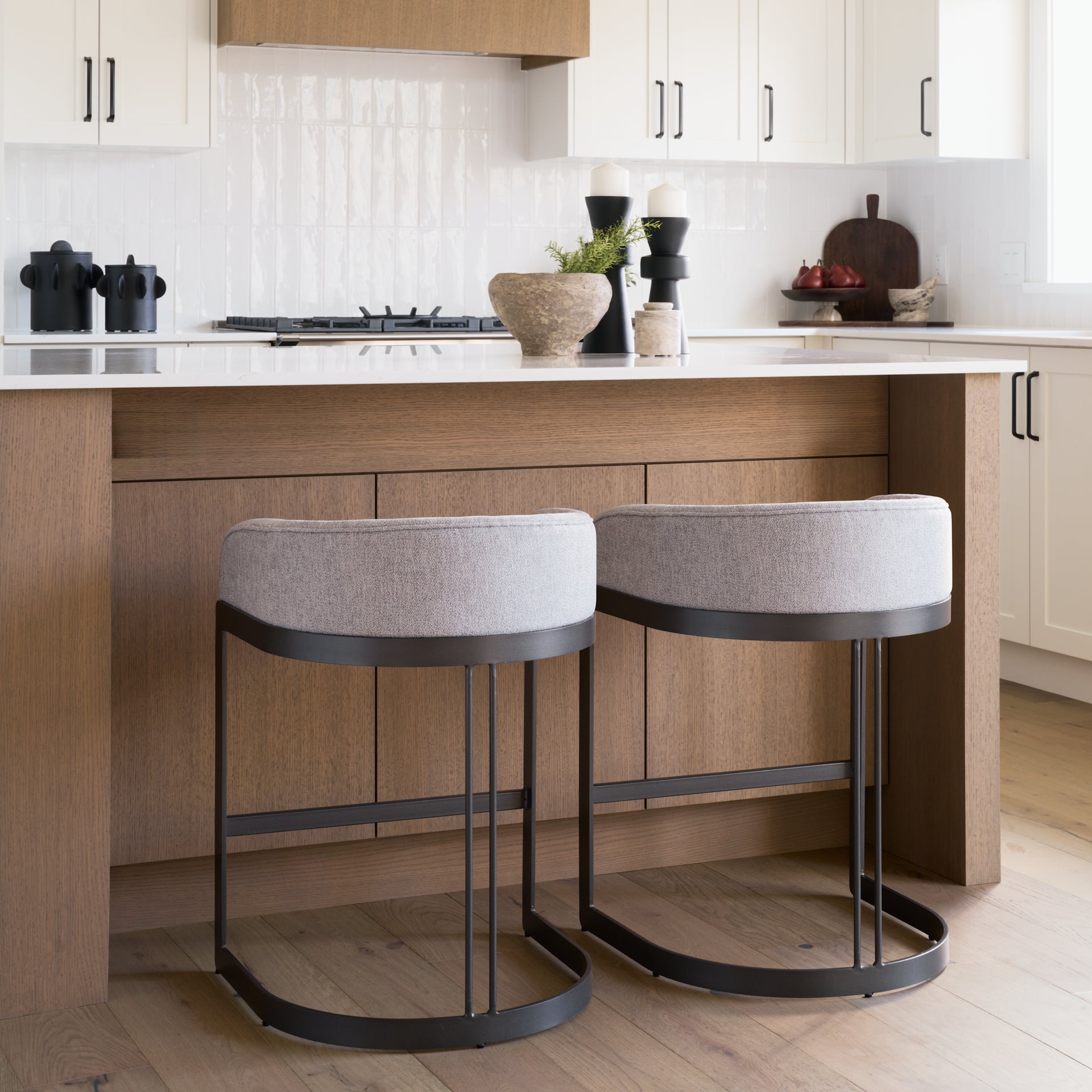 Hollyfield II Gray Fabric Seat W/ Gray Metal Base Counter Stool