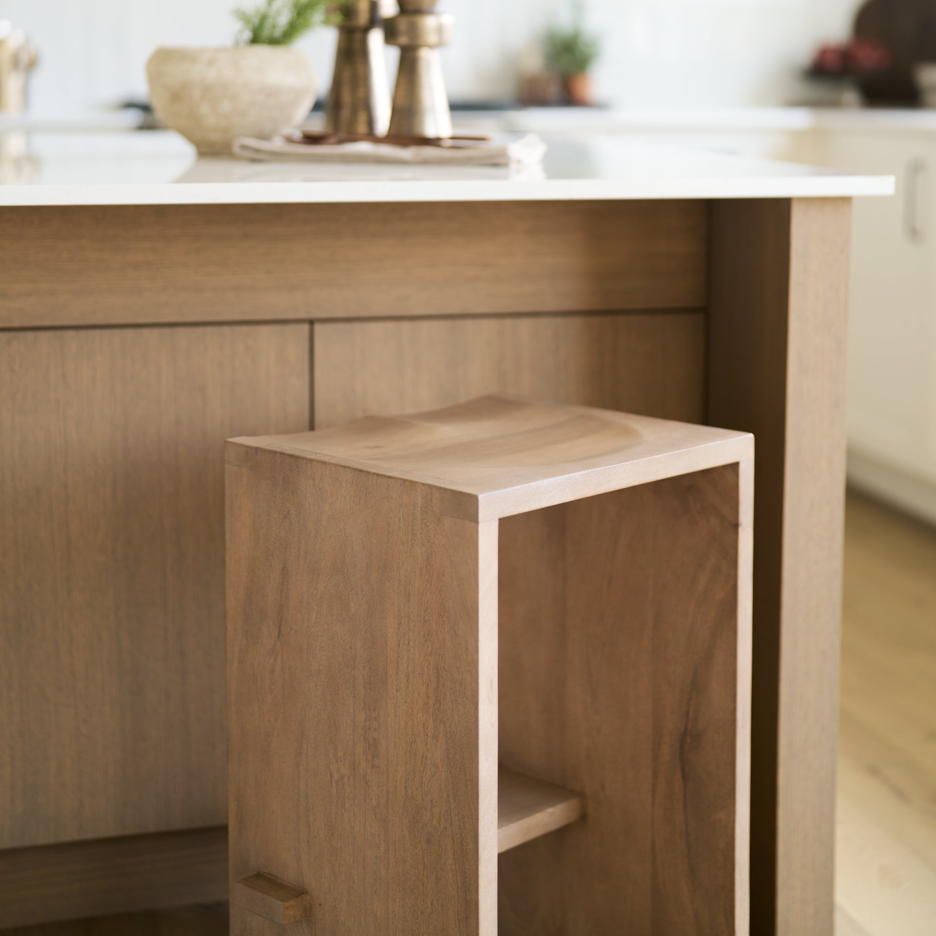 Aida 26" Seat Height Light Brown Wood Counter Stool