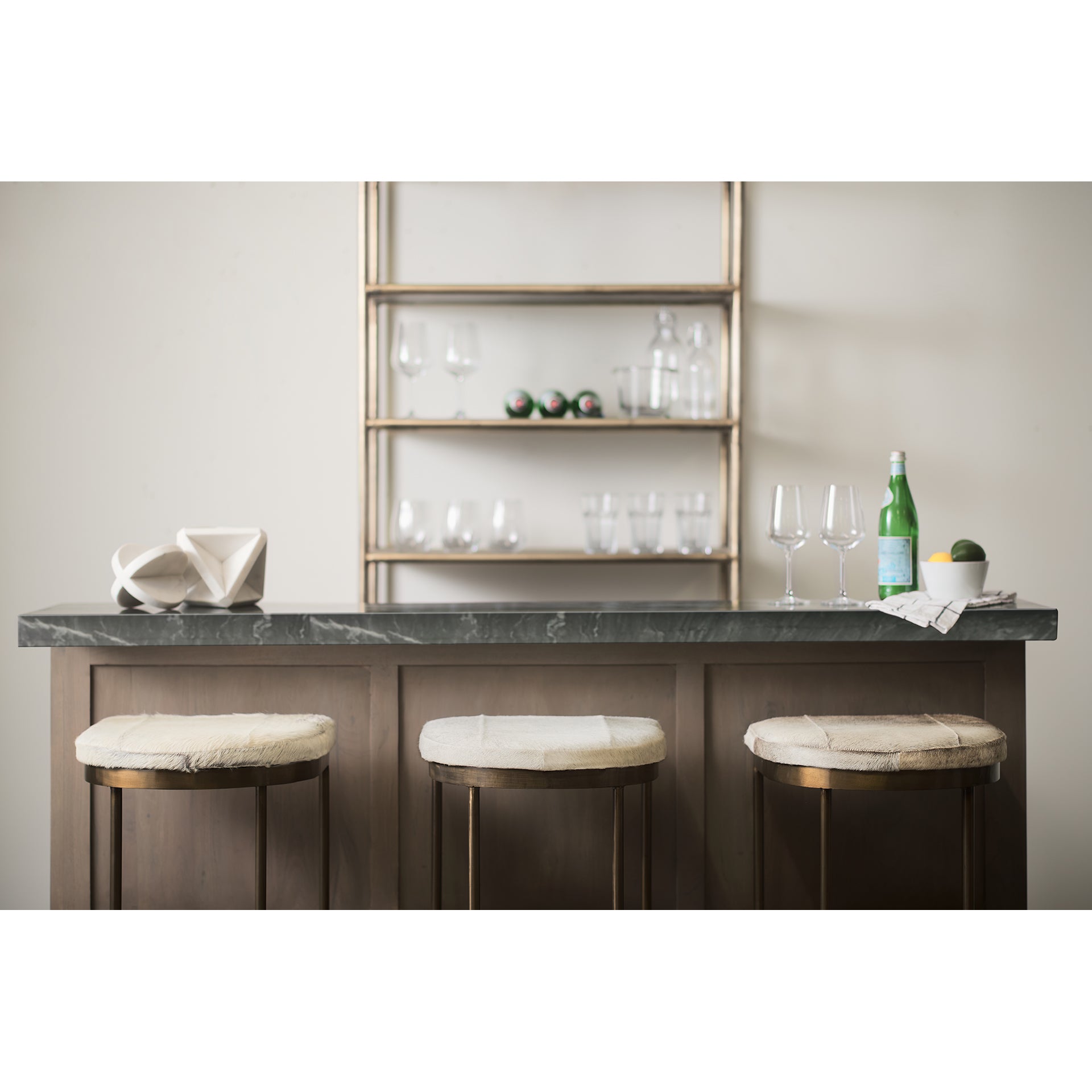 Millie 26.25H Hair-on-hide Seat W/ Gold Metal Frame Counter Stool