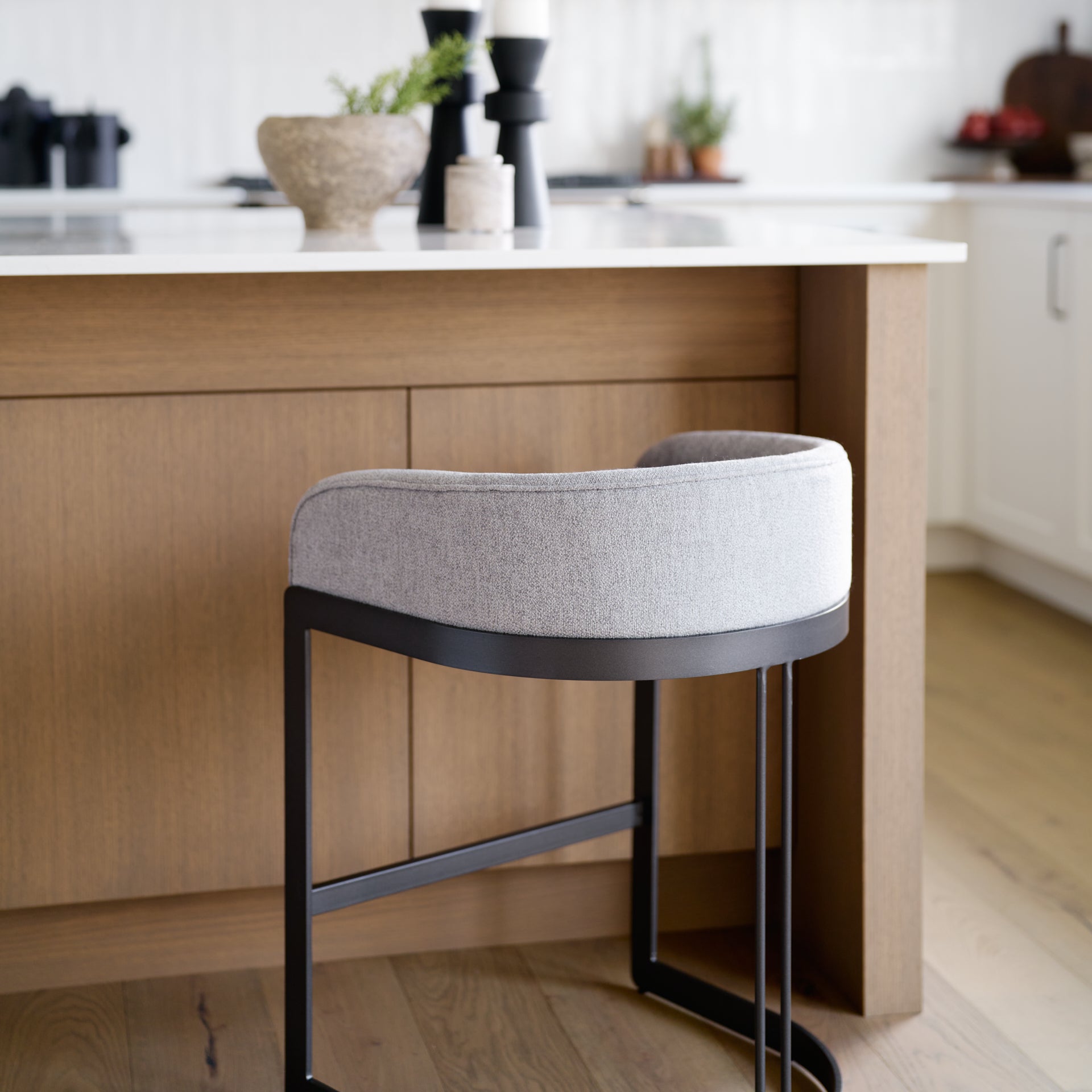 Hollyfield II Gray Fabric Seat W/ Gray Metal Base Counter Stool