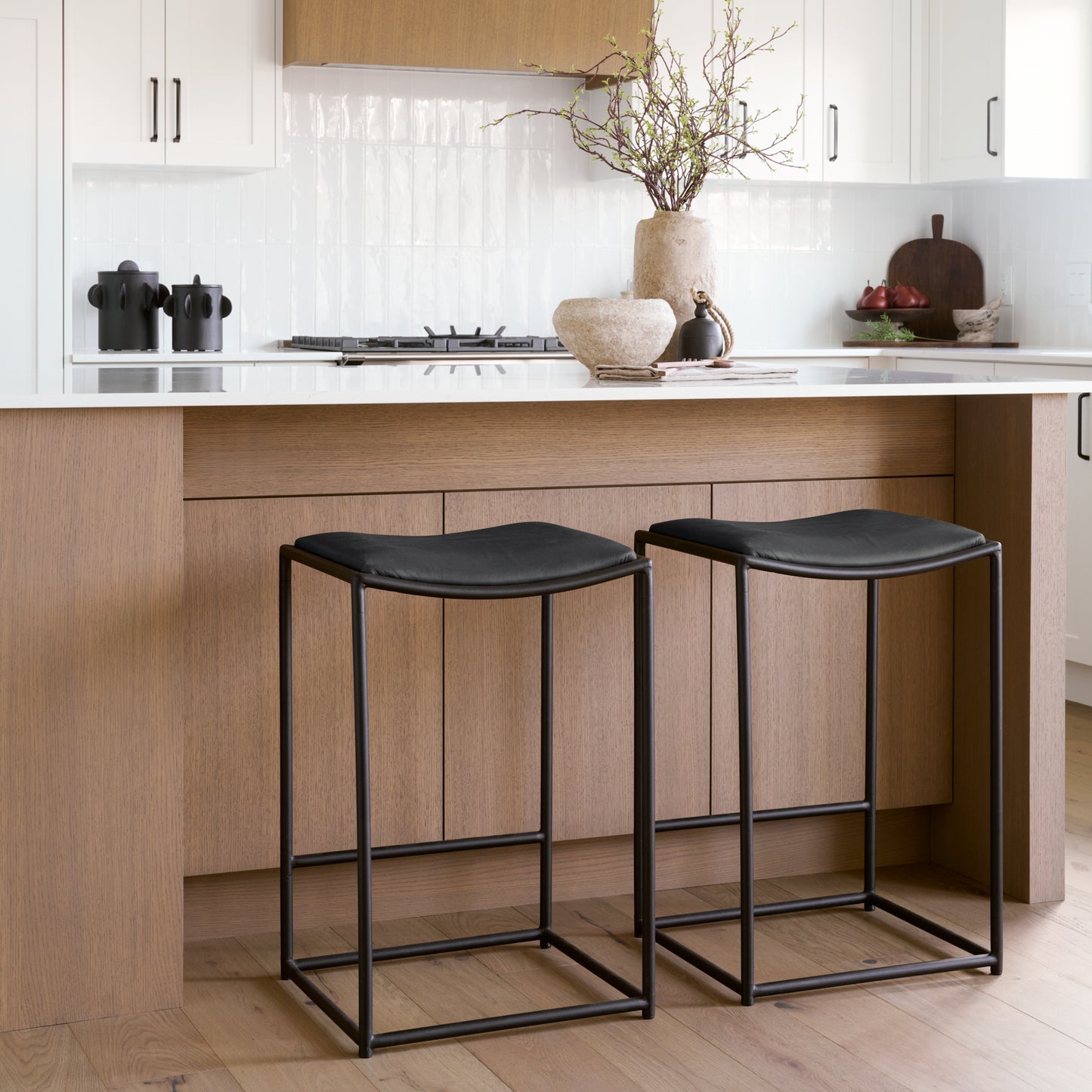 Taniel Black Leather w/ Black Metal Counter Stool