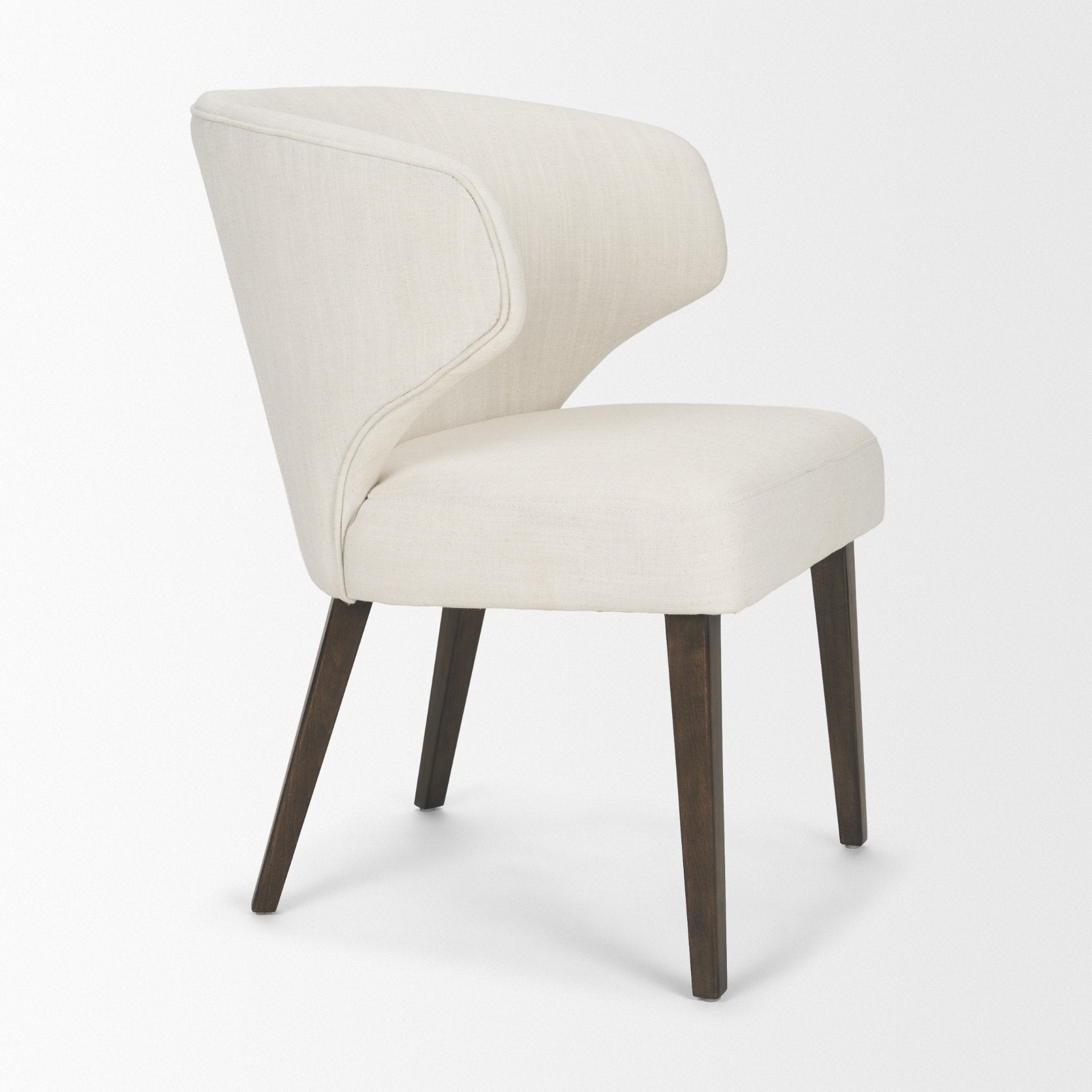 Niles 20" Seat Height Cream Fabric Seat W/ Dark Brown Wooden Legs Wingback Dining Chair