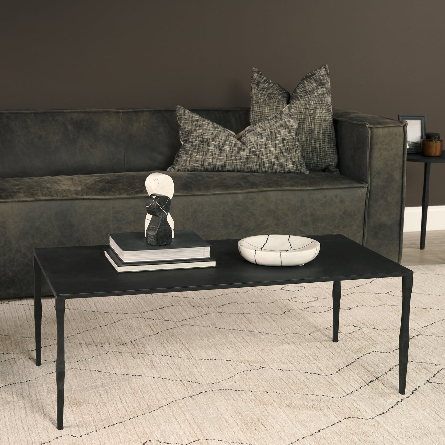 Timothy 42.0 X 22.0 X 15.5 Ebony Black Iron Coffee Table
