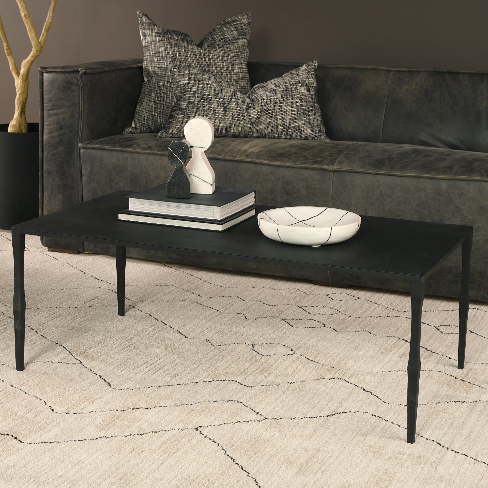 Timothy 42.0 X 22.0 X 15.5 Ebony Black Iron Coffee Table