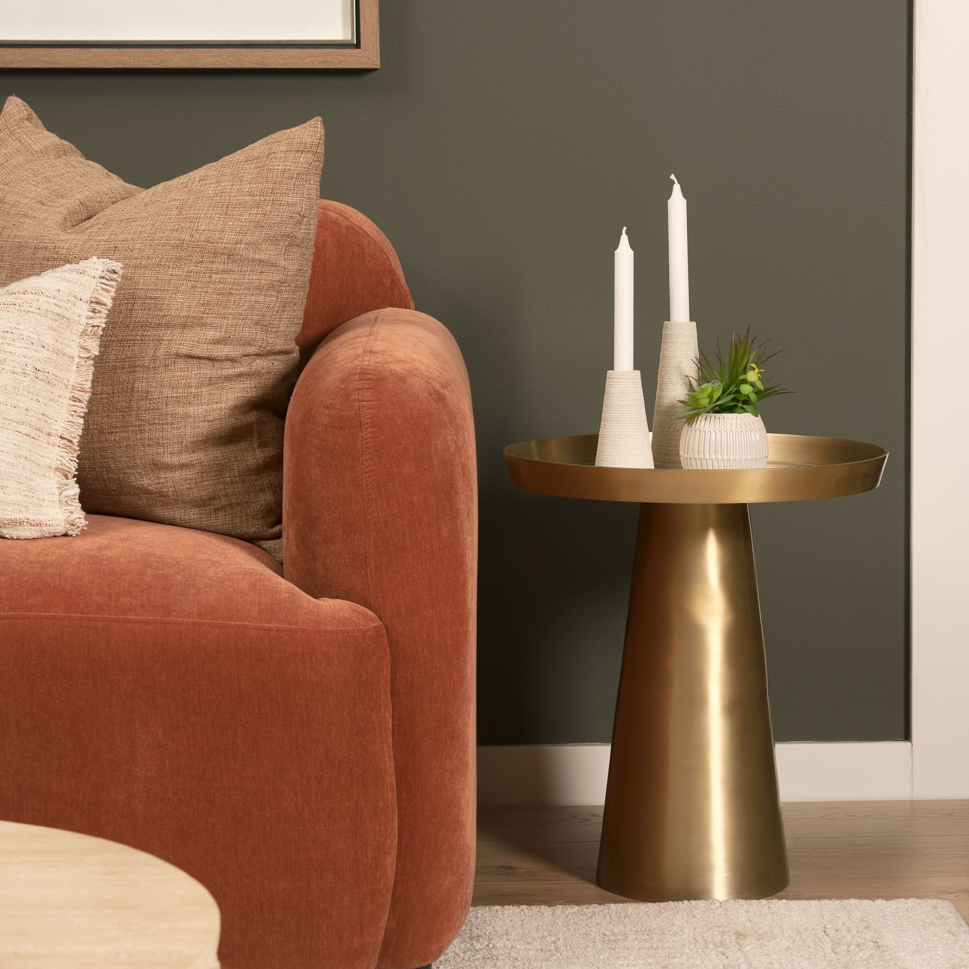 Roland Satin Brass Cast Aluminum Metal Accent Table