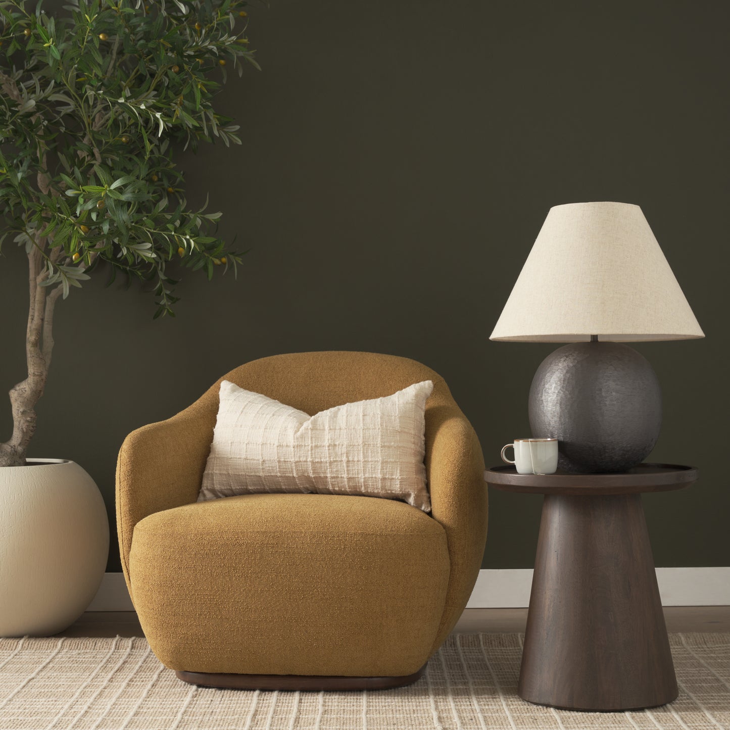 Takoda Dark Brown Wood Tapered Drum Accent Table