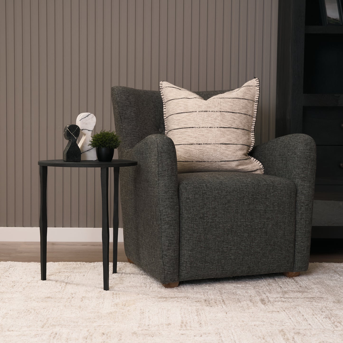 Timothy 16.0L x 16.0W X 20.0H Ebony Black Iron Side Table