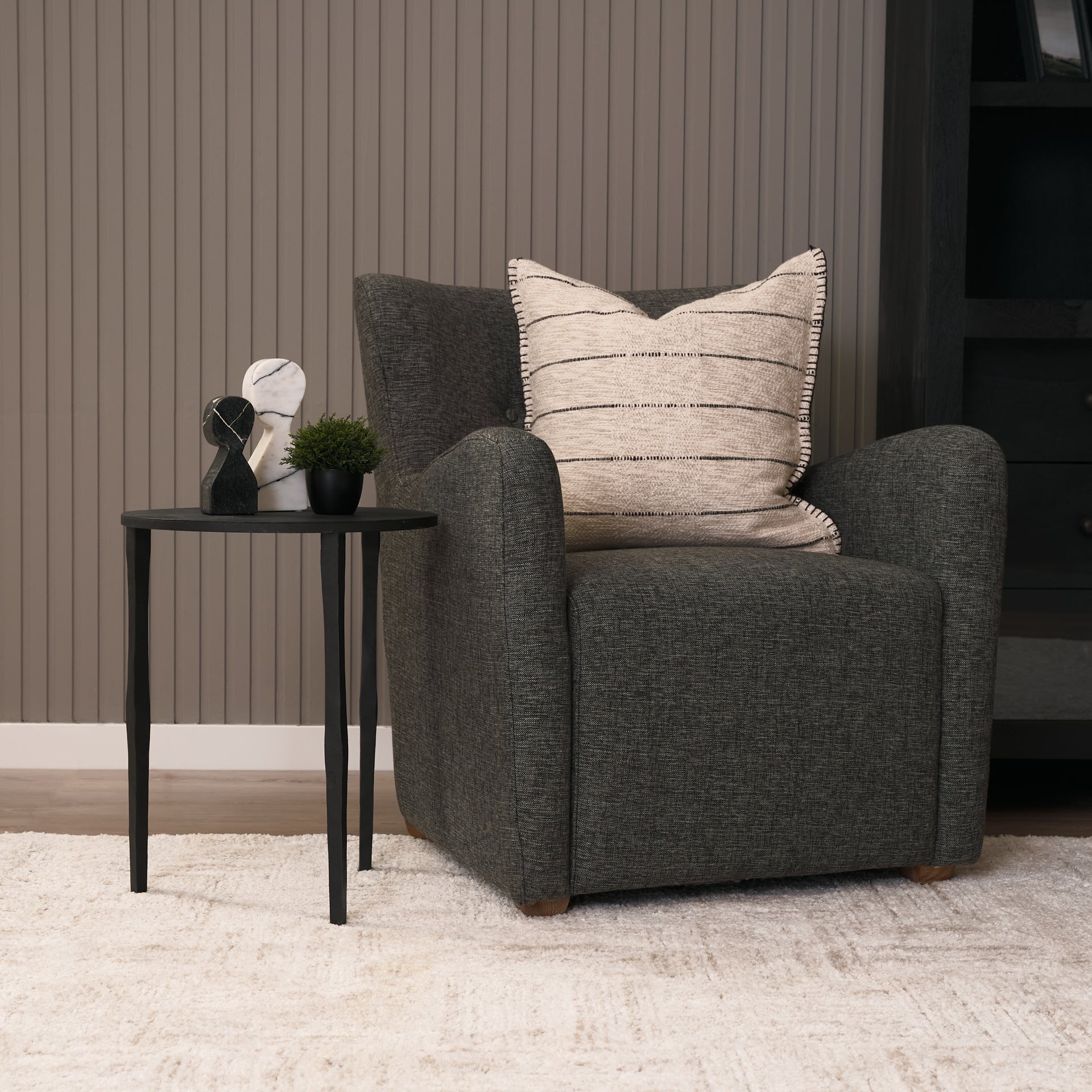 Timothy 16.0L x 16.0W X 20.0H Ebony Black Iron Side Table