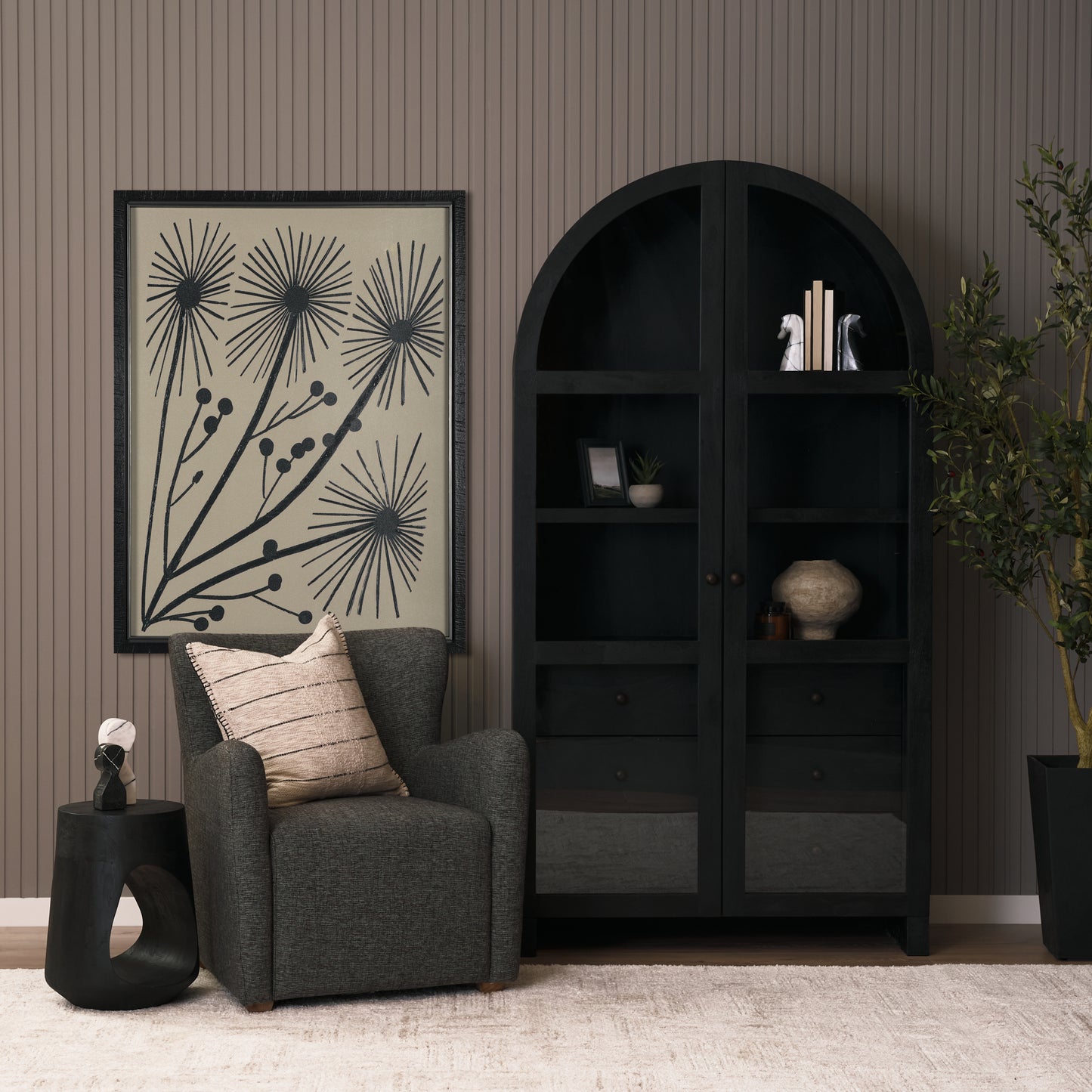 Dunstan Accent Chair Upholstered Gray Twill Fabric and Medium Brown Wood Feet