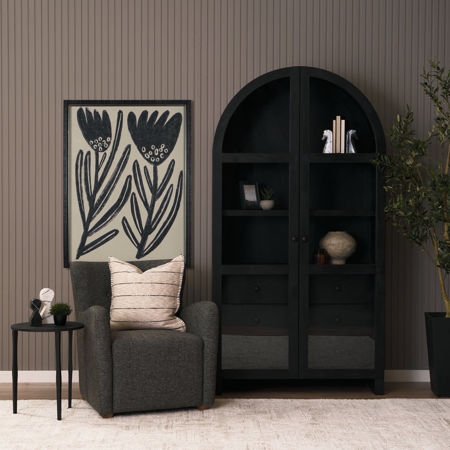 Timothy 16.0L x 16.0W X 20.0H Ebony Black Iron Side Table