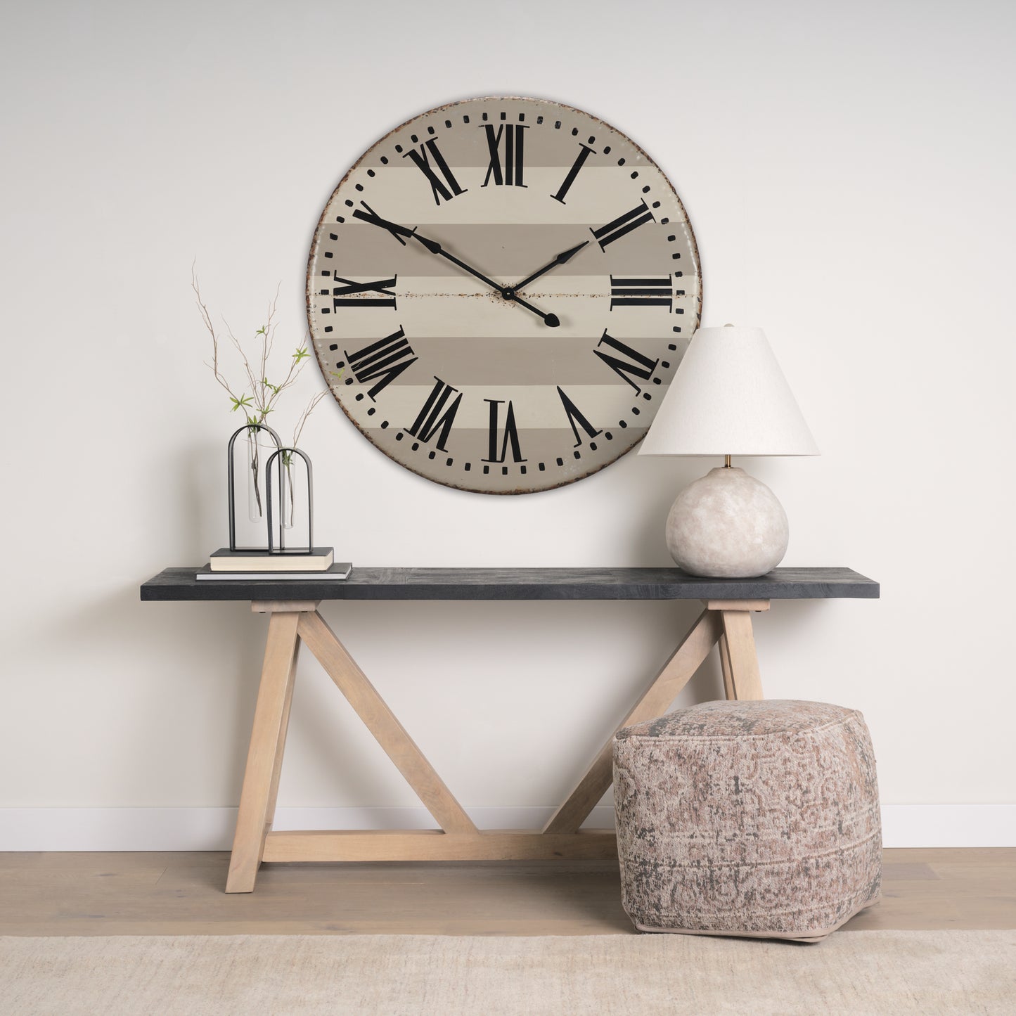Belton 41.5" Round Oversize Farmhouse Wall Clock
