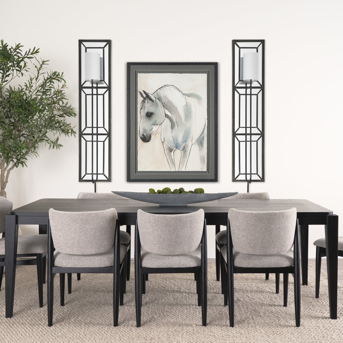 Noah 12.2x55 Black Metal w/White Fabric Shade Rectangular Wall Sconce