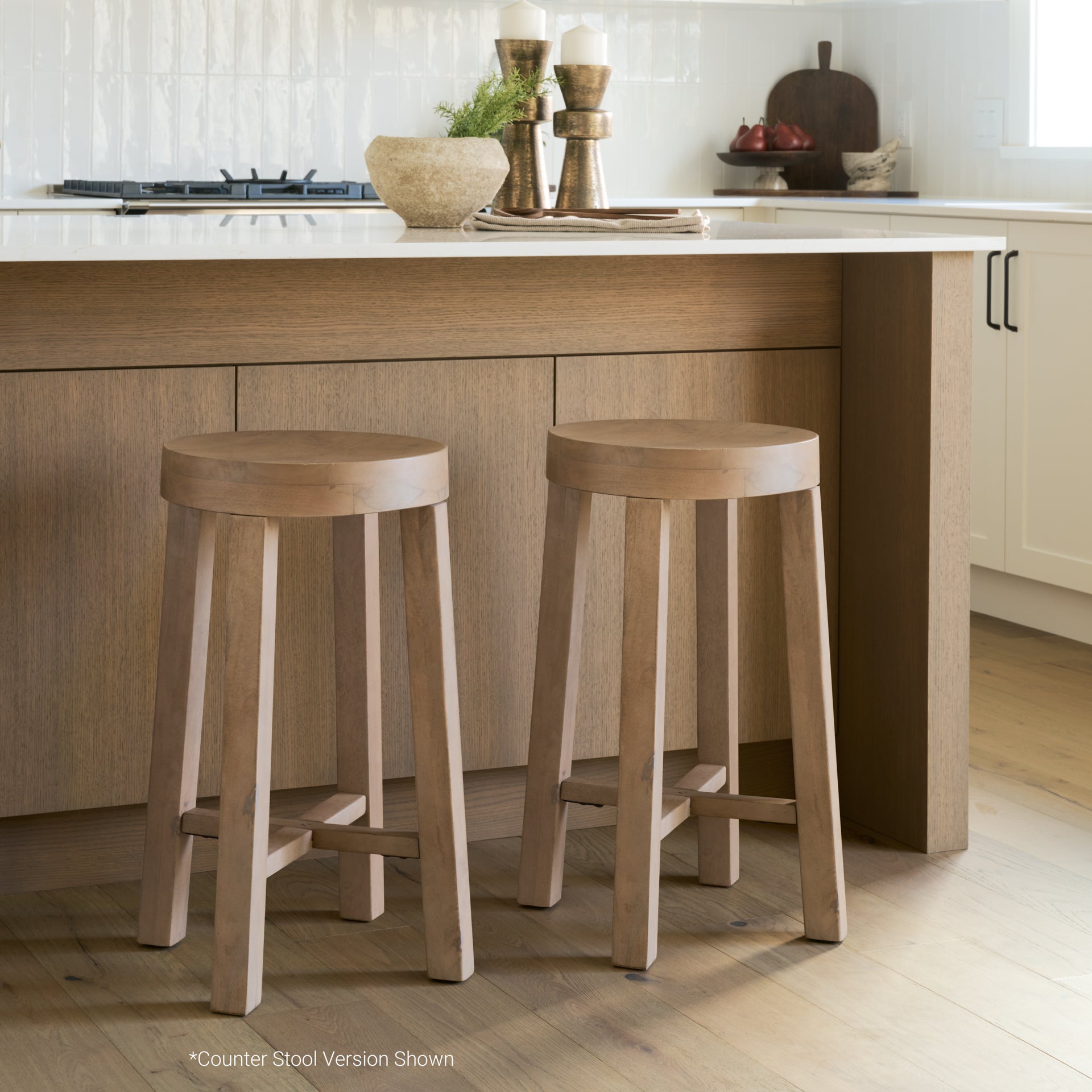 Brahma 30" Total Height White Washed Wood Stool
