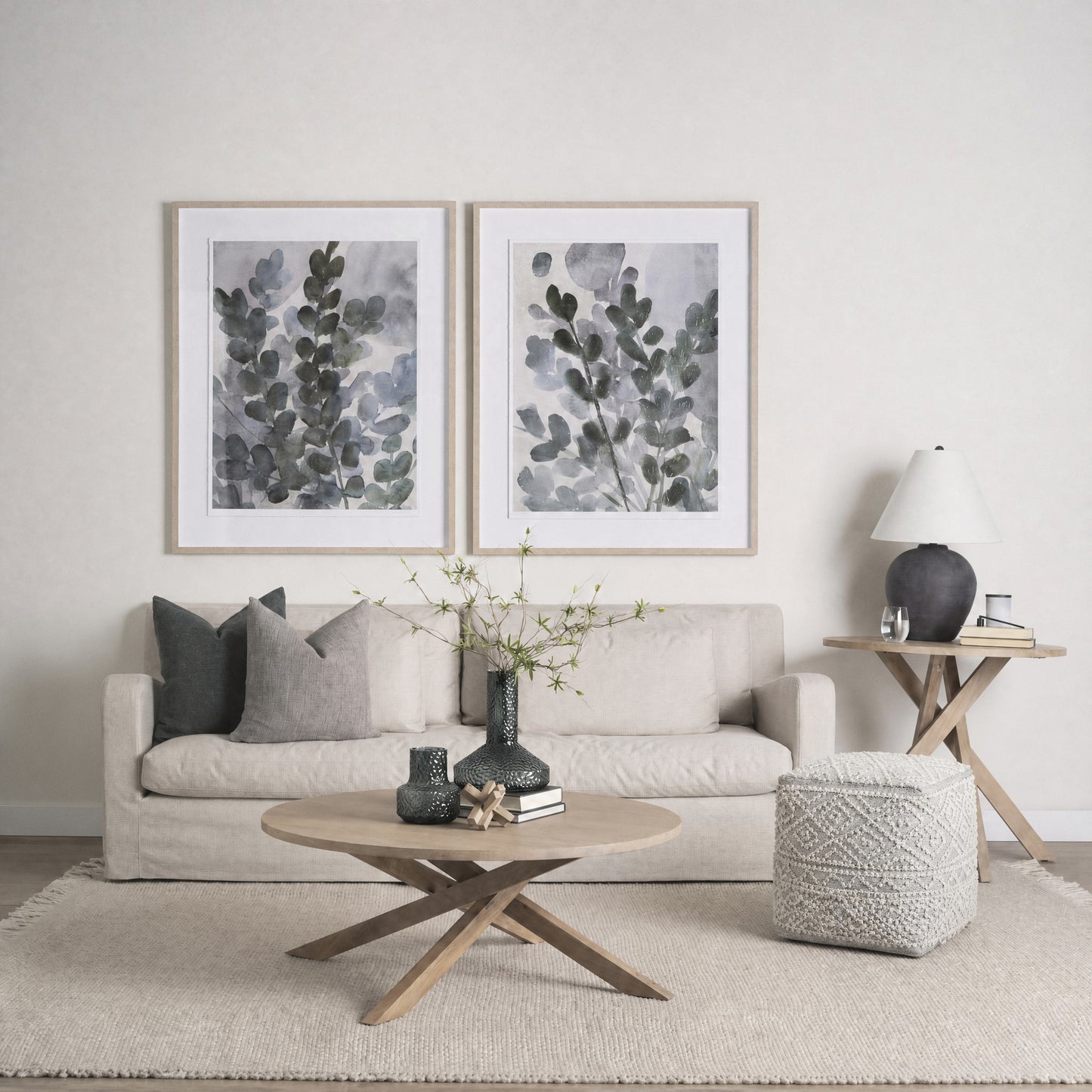 Farida 6.0L x 16.0W x 16.0H Light Gray Wool and Polyester Patterned Pouf