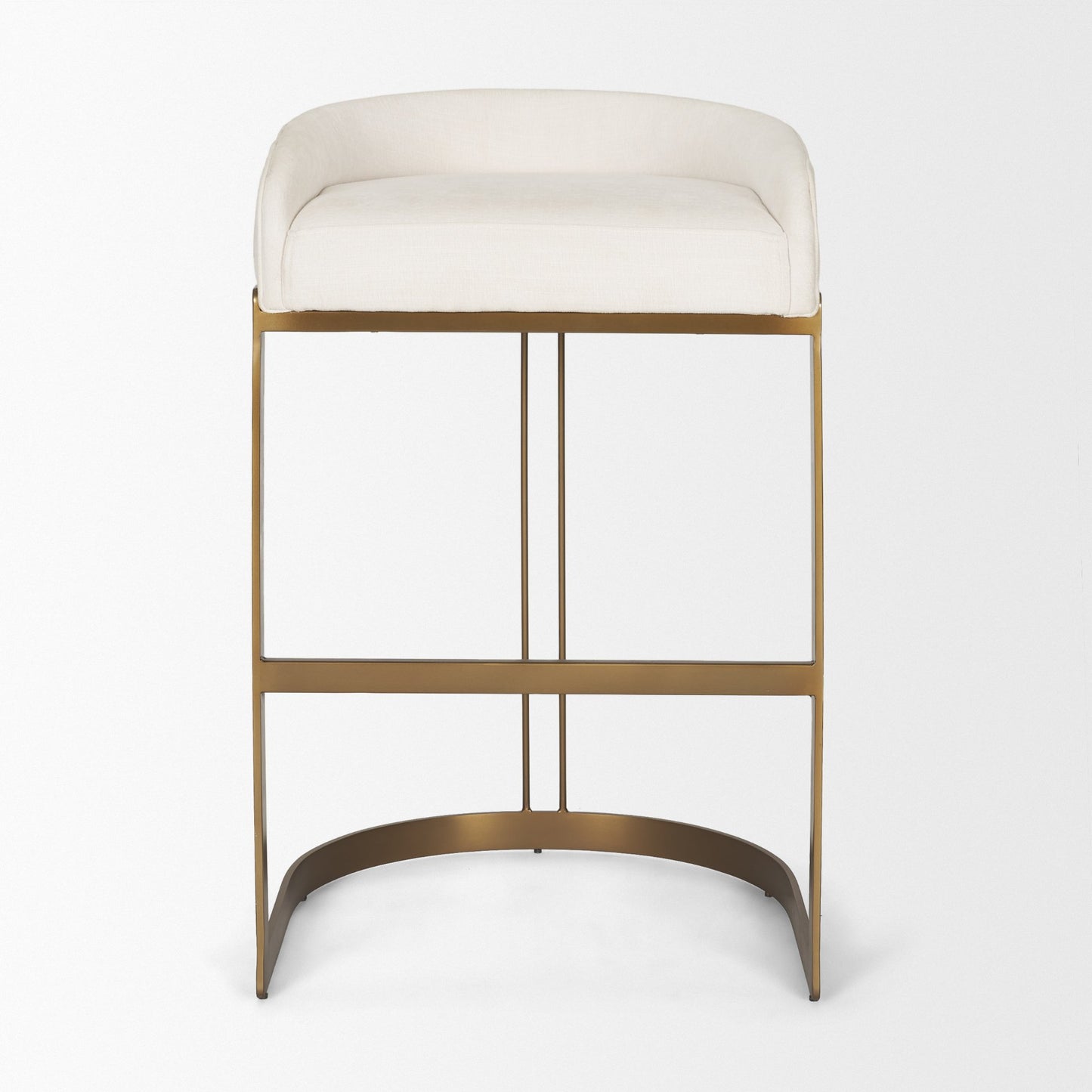 Hollyfield Cream Fabric Seat W/ Gold Metal Base Bar Stool