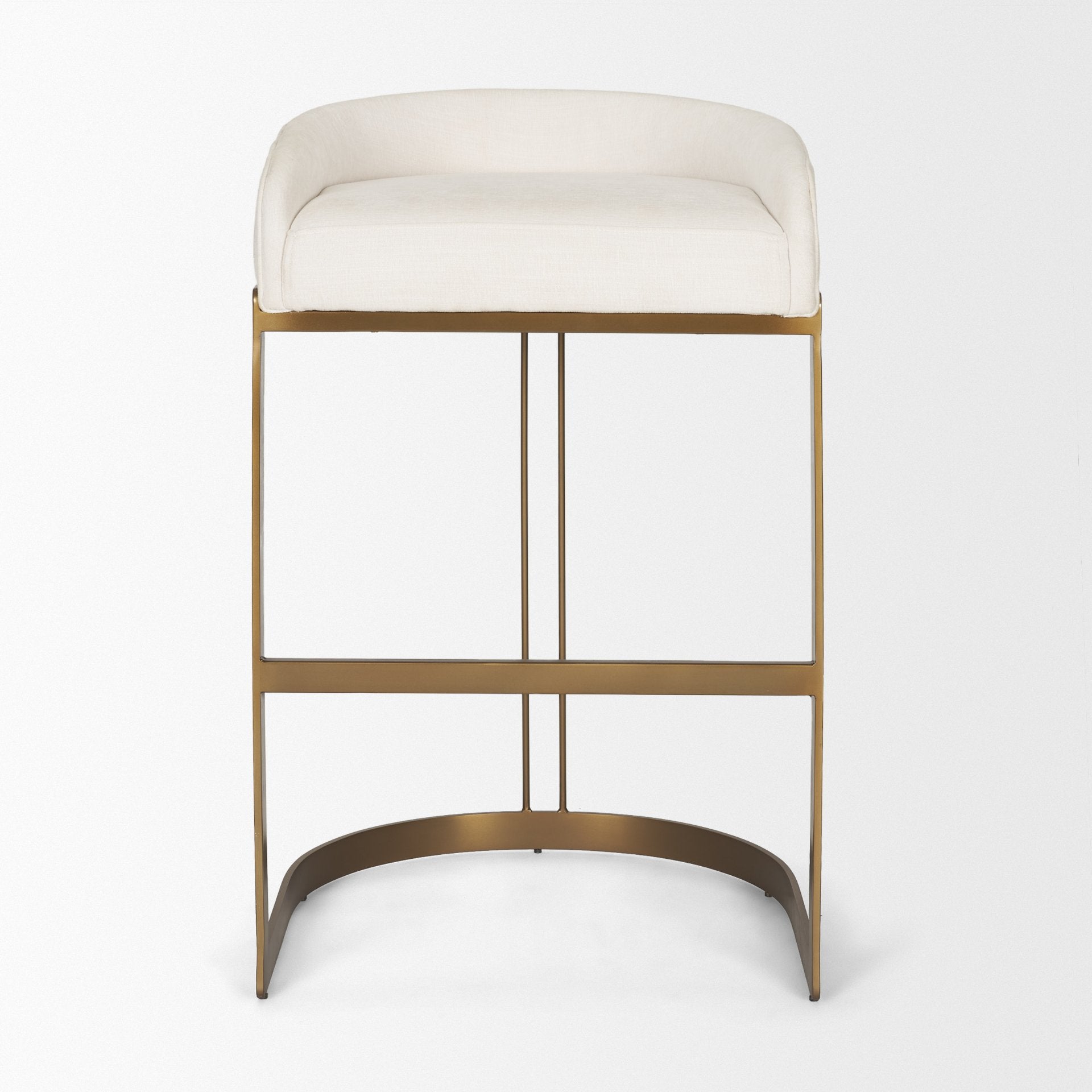 Hollyfield Cream Fabric Seat W/ Gold Metal Base Bar Stool