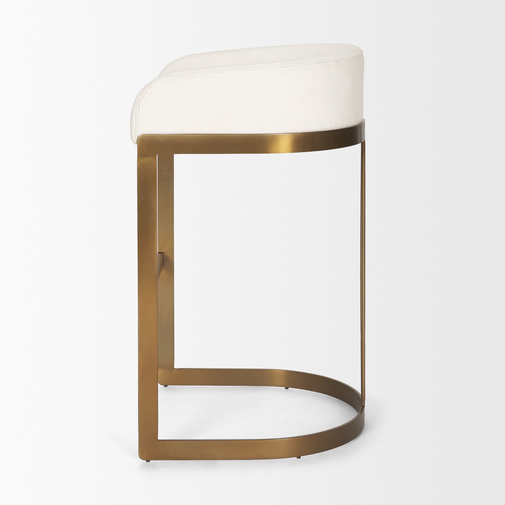 Hollyfield Cream Fabric Seat W/ Gold Metal Base Bar Stool