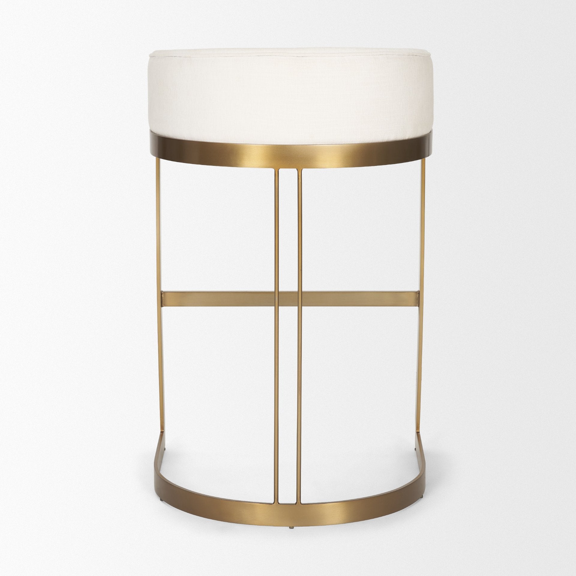Hollyfield Cream Fabric Seat W/ Gold Metal Base Bar Stool