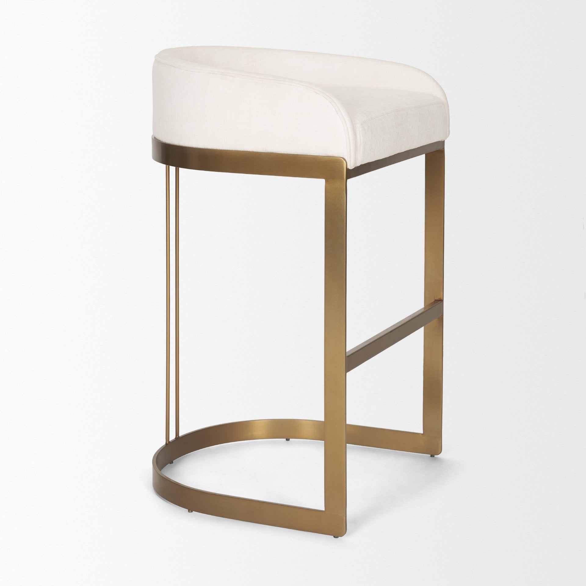 Hollyfield Cream Fabric Seat W/ Gold Metal Base Bar Stool