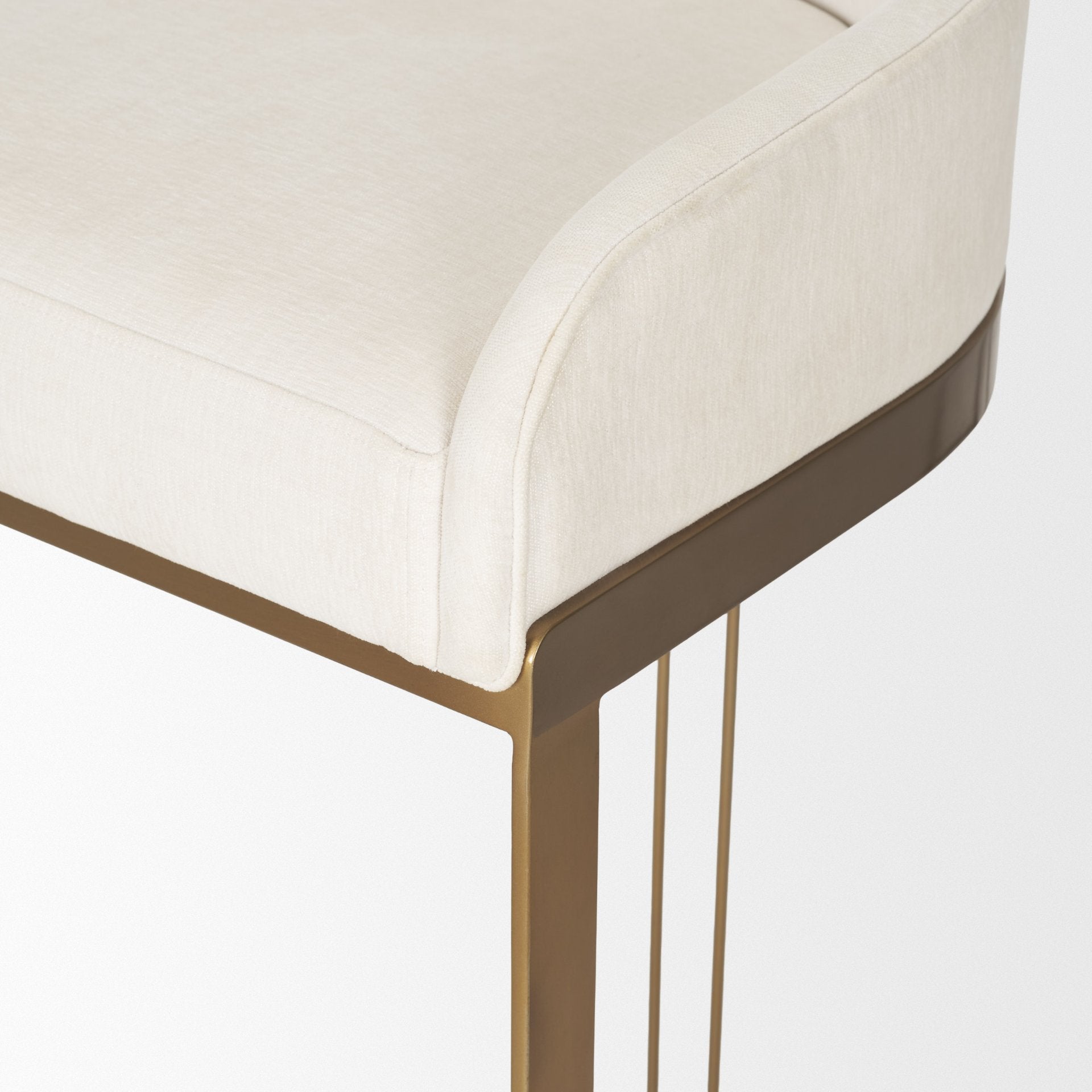 Hollyfield Cream Fabric Seat W/ Gold Metal Base Bar Stool