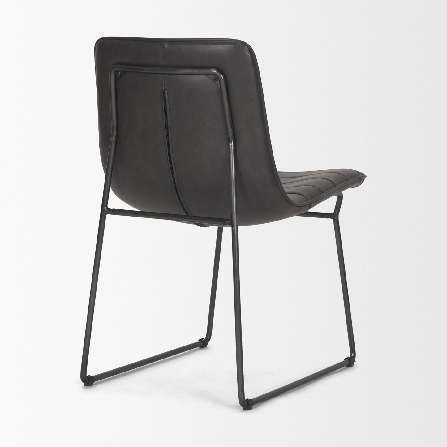 Thornton I Dark Brown Faux-Leather Seat Black Iron Frame Dining Chair