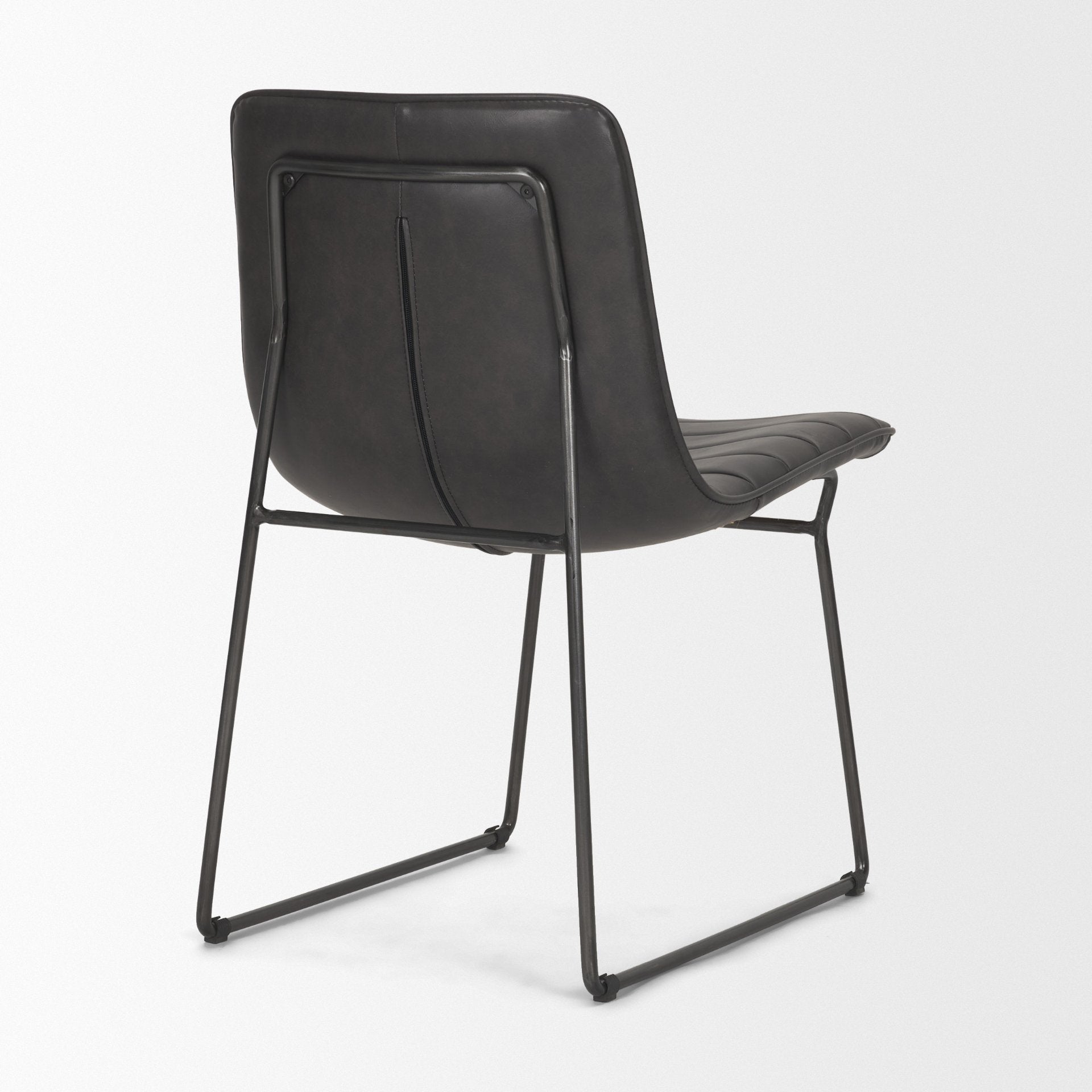 Thornton I Dark Brown Faux-Leather Seat Black Iron Frame Dining Chair