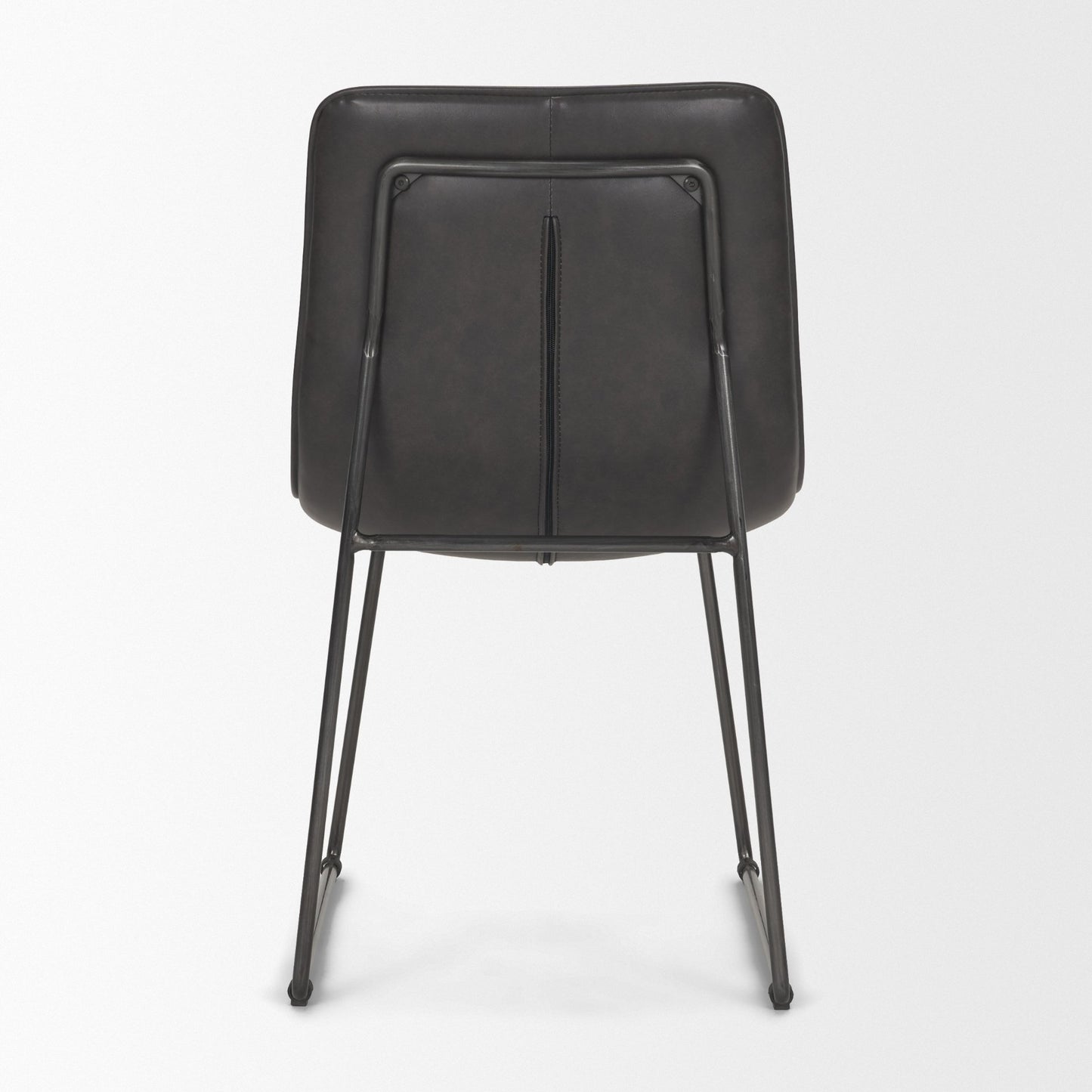 Thornton I Dark Brown Faux-Leather Seat Black Iron Frame Dining Chair