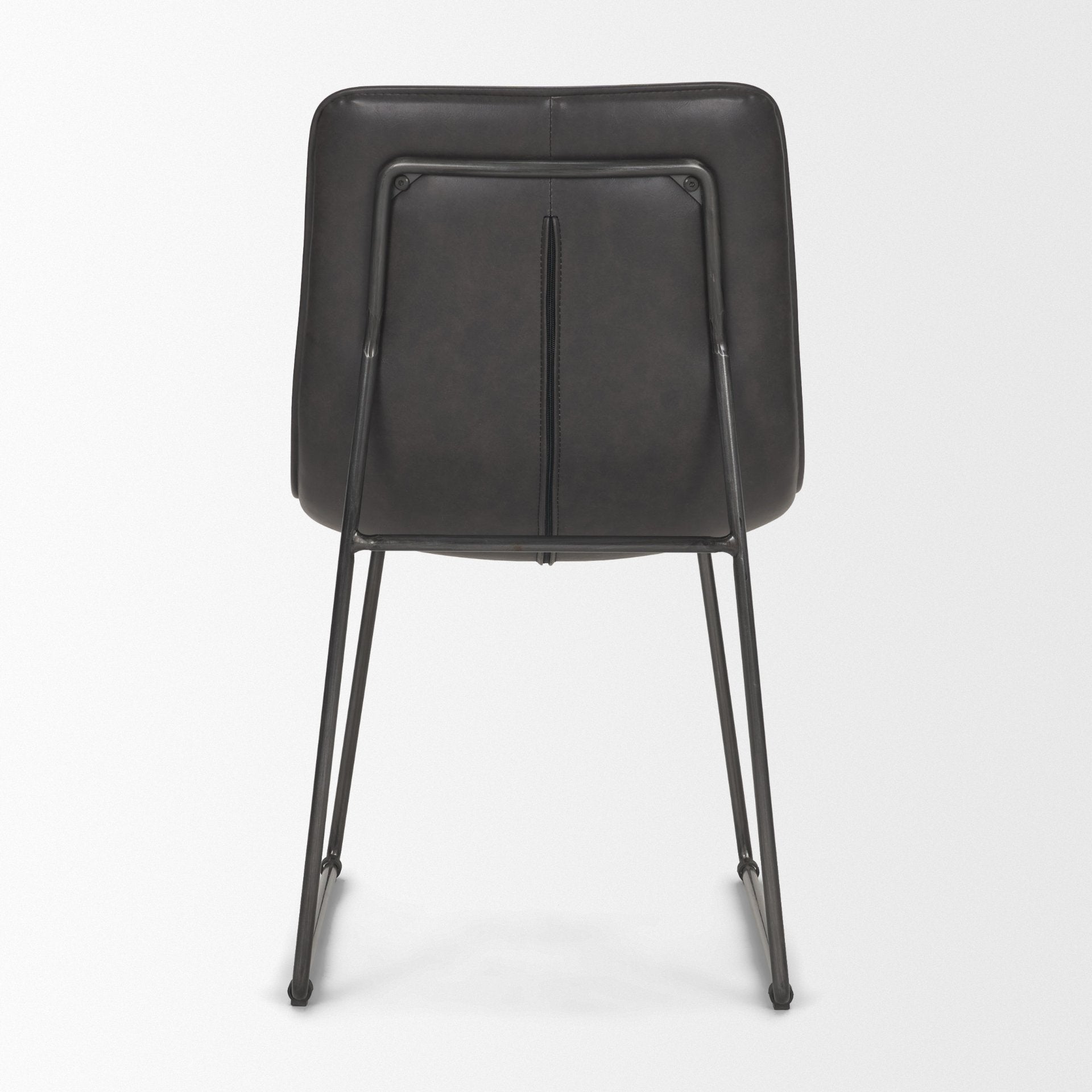 Thornton I Dark Brown Faux-Leather Seat Black Iron Frame Dining Chair